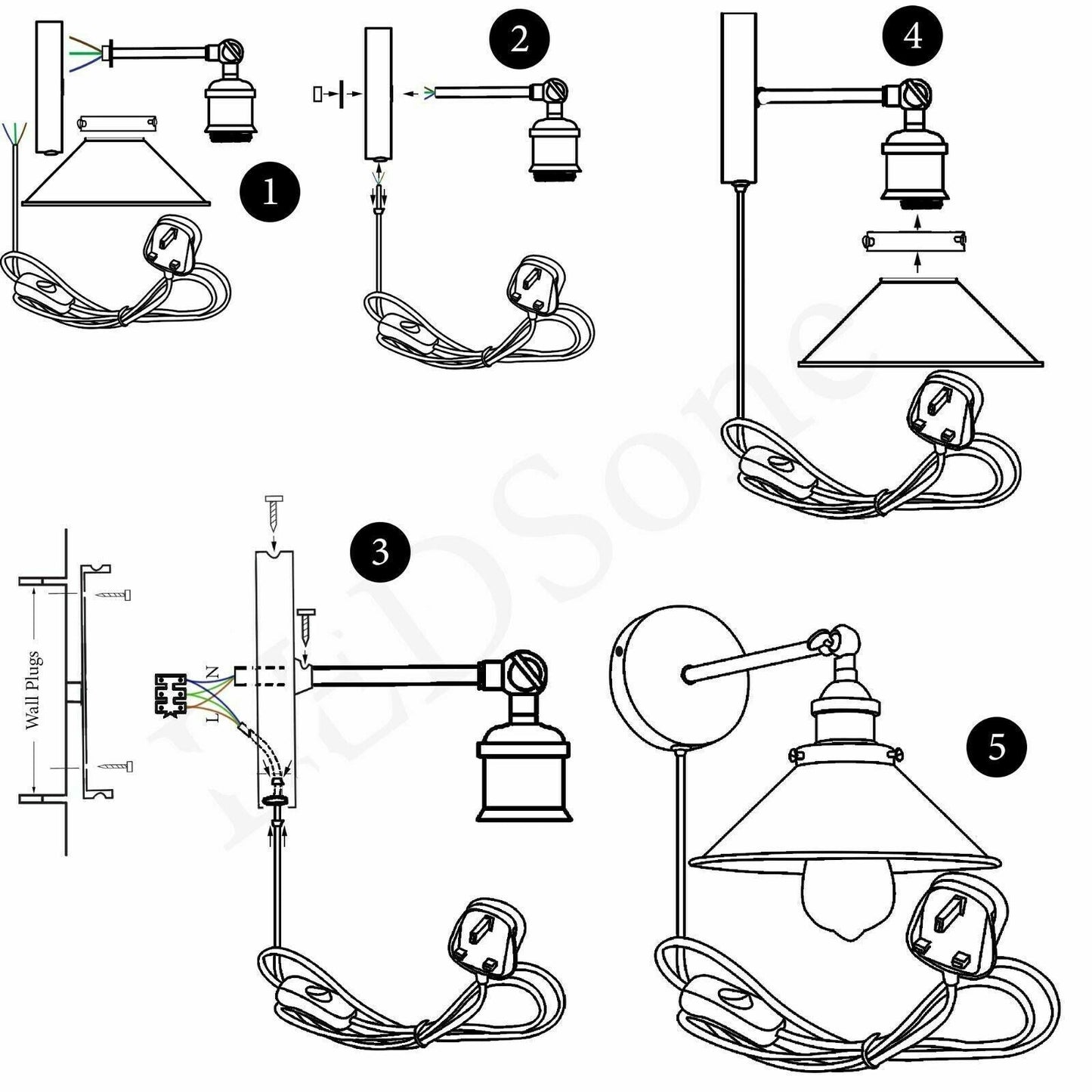 Retro Wall Lights E27 Adjustable Wall Arm Industrial Wall Light Fixtures Sconce Lamp for Loft Coffee Bar~1279-6