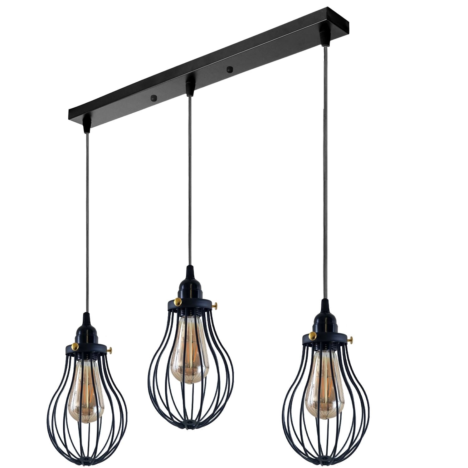 Retro Industrial Black Indoor Hanging Adjustable Pendant Light Big Vase Cage Ceiling Chandelier~3398-4