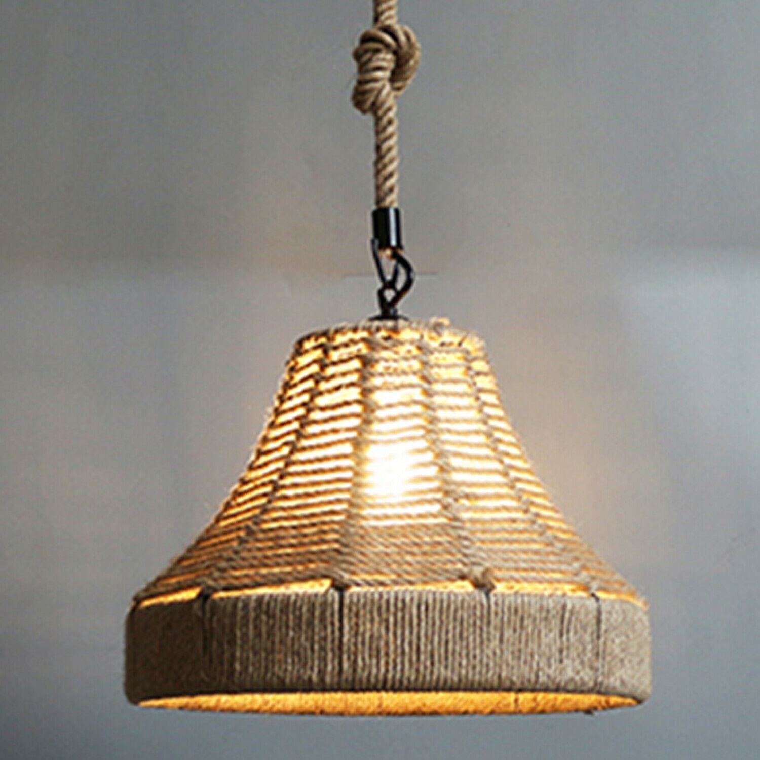 Retro Industrial Vintage Loft Hemp Rope Pendant Ceiling Light Lamp~1132-14