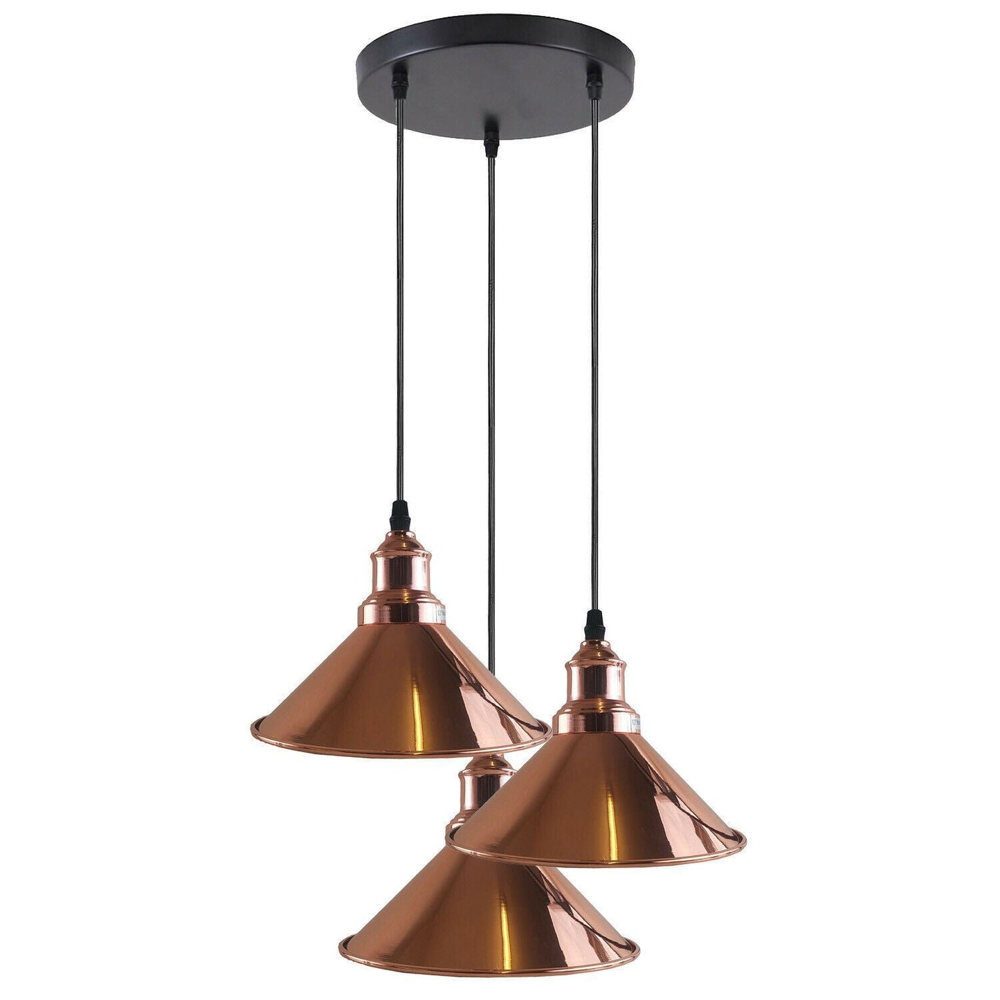 3 Head Ceiling Light, Multi Color Cluster Ceiling Hanging Lamp, Pendant Light Fixture with Cone Metal Shade~1302-1