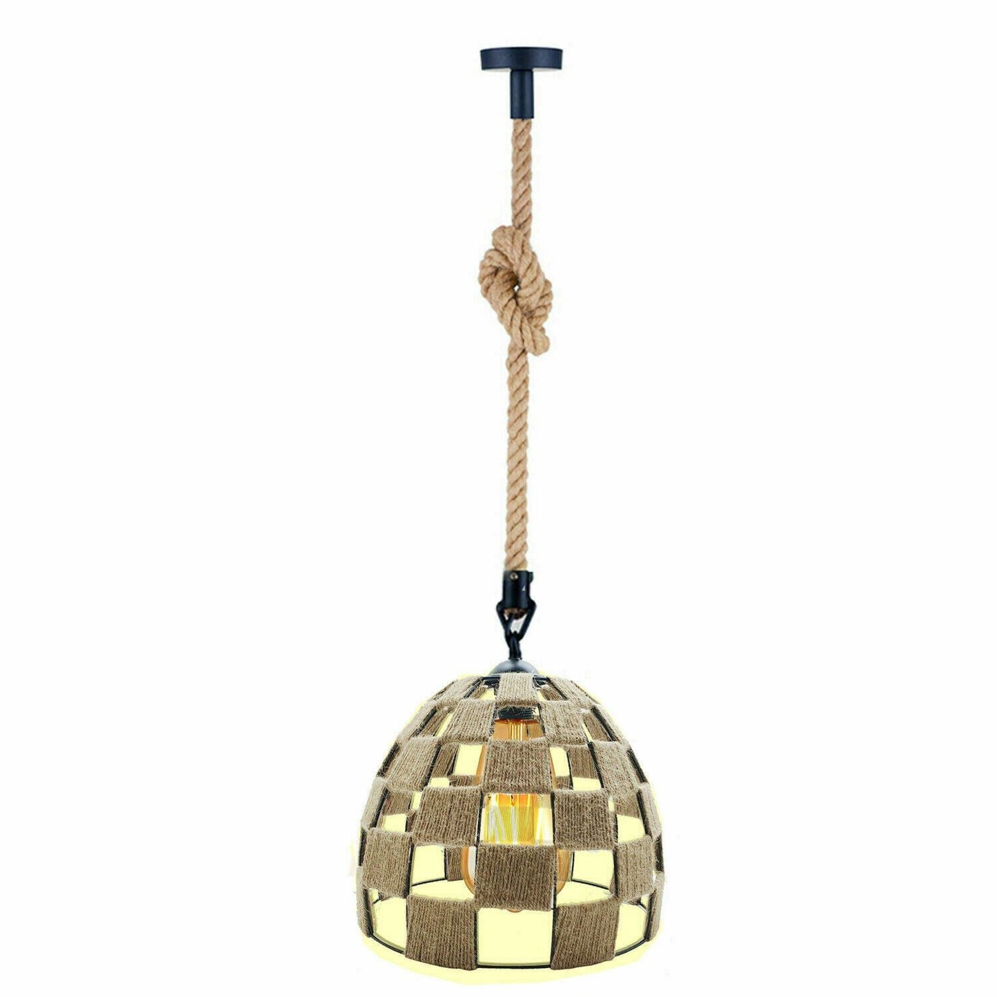 Retro Industrial Vintage Loft Hemp Rope Pendant Ceiling Light Lamp~1132-20