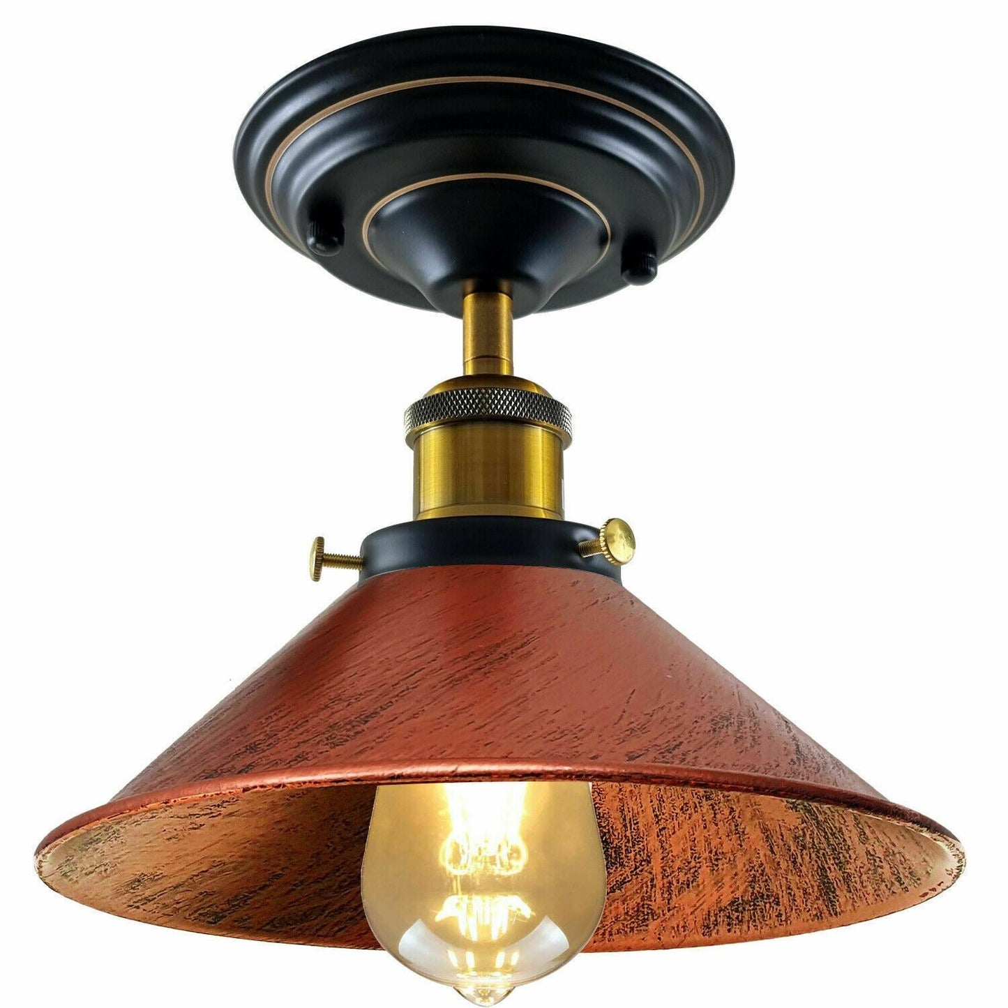 Vintage Industrial Retro Metal Indoor Ceiling Light Flush Mount Retro Cone Shade Lamp UK~1229-4