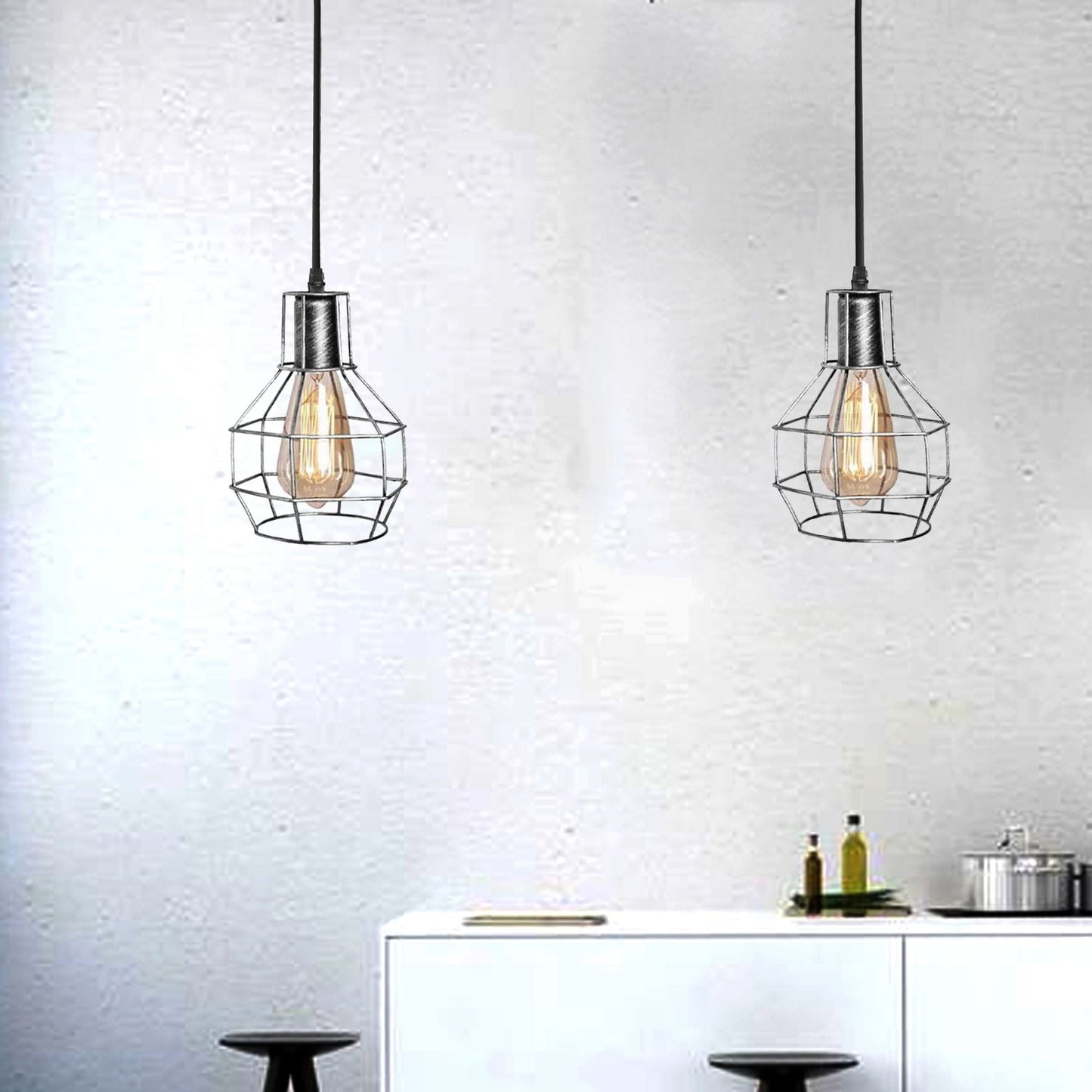 Retro Industrial 2 Way Indoor Ceiling Pendant Chandelier Hanging Light Metal Nest Cage~3390-9