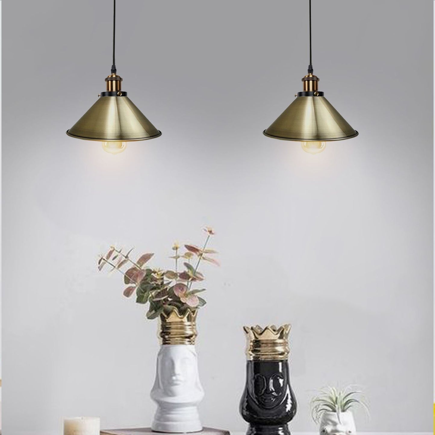 2-way Retro Industrial ceiling cable E27 Hanging lamp pendant light~3403-62