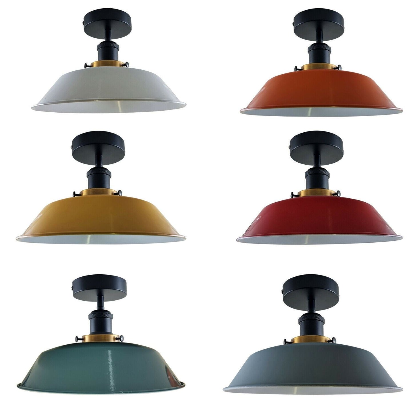 Modern Industrial Ceiling Light Fitting Flush Mount Light Metal Shade~1228-36