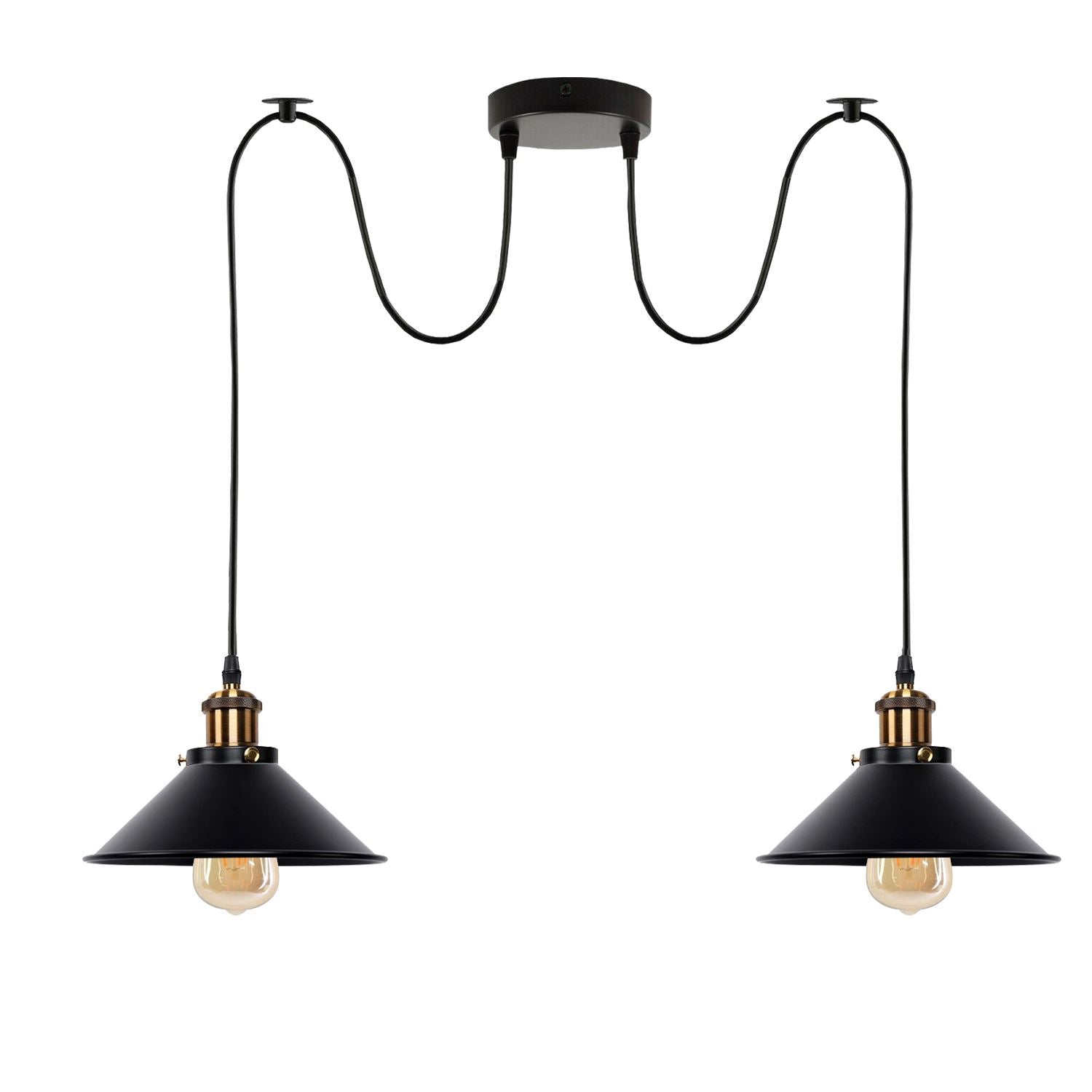 2-way Retro Industrial ceiling cable E27 Hanging lamp pendant light~3403-22