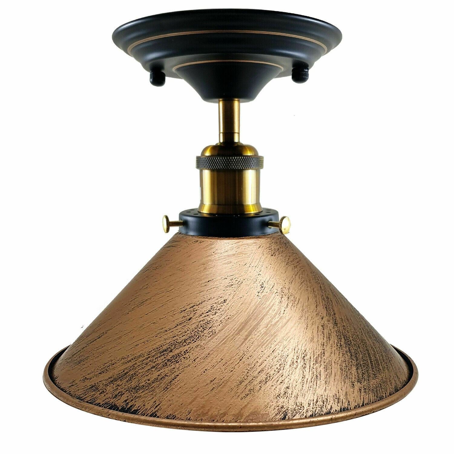 Vintage Industrial Retro Metal Indoor Ceiling Light Flush Mount Retro Cone Shade Lamp UK~1229-5