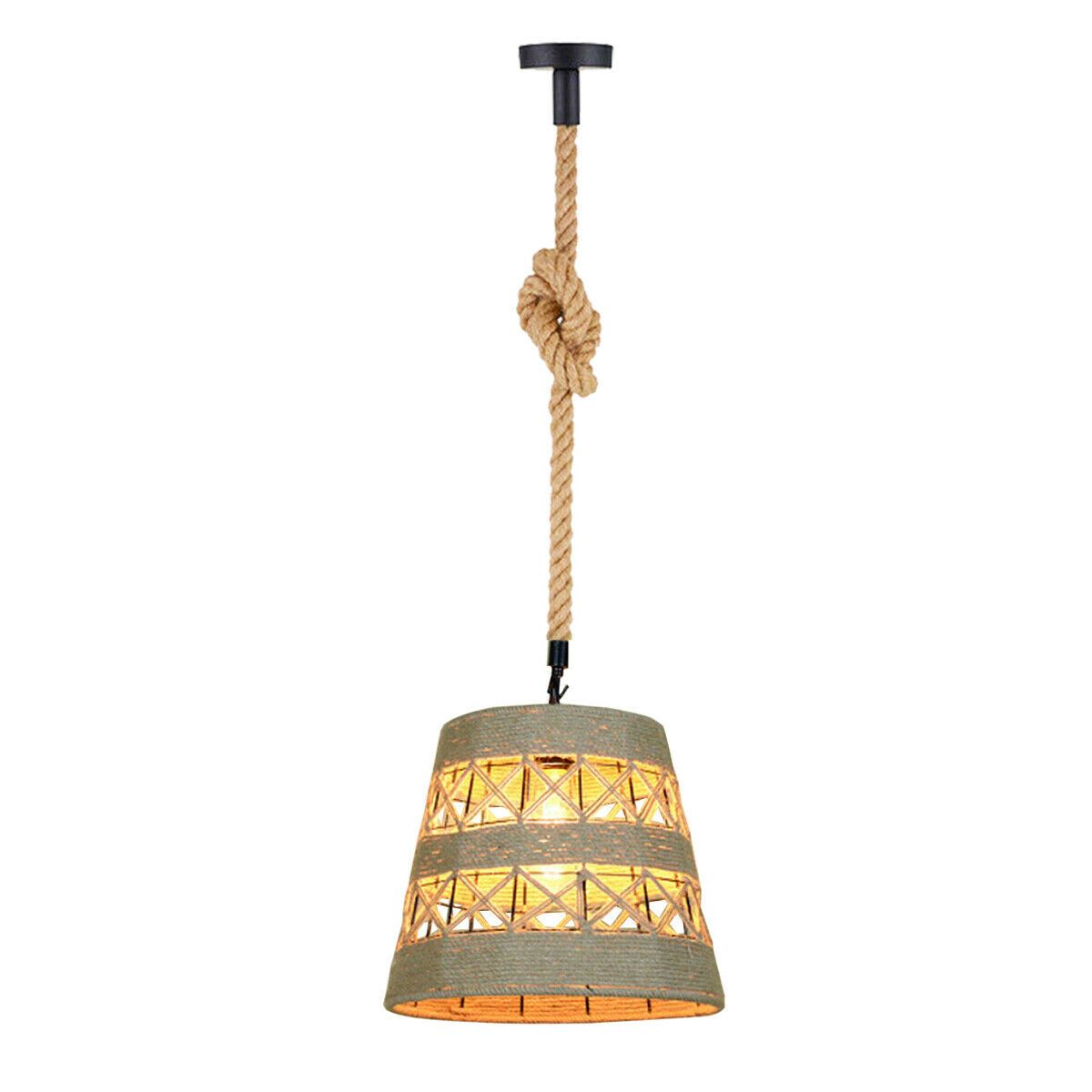 Retro Industrial Vintage Loft Hemp Rope Pendant Ceiling Light Lamp~1132-5