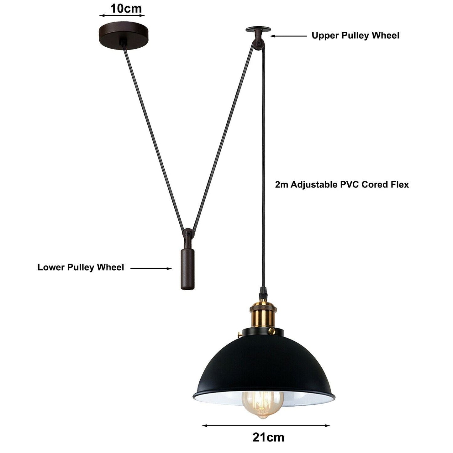 Retro Industrial Vintage Loft Adjustable Metal Pendant Ceiling Light~1133-5