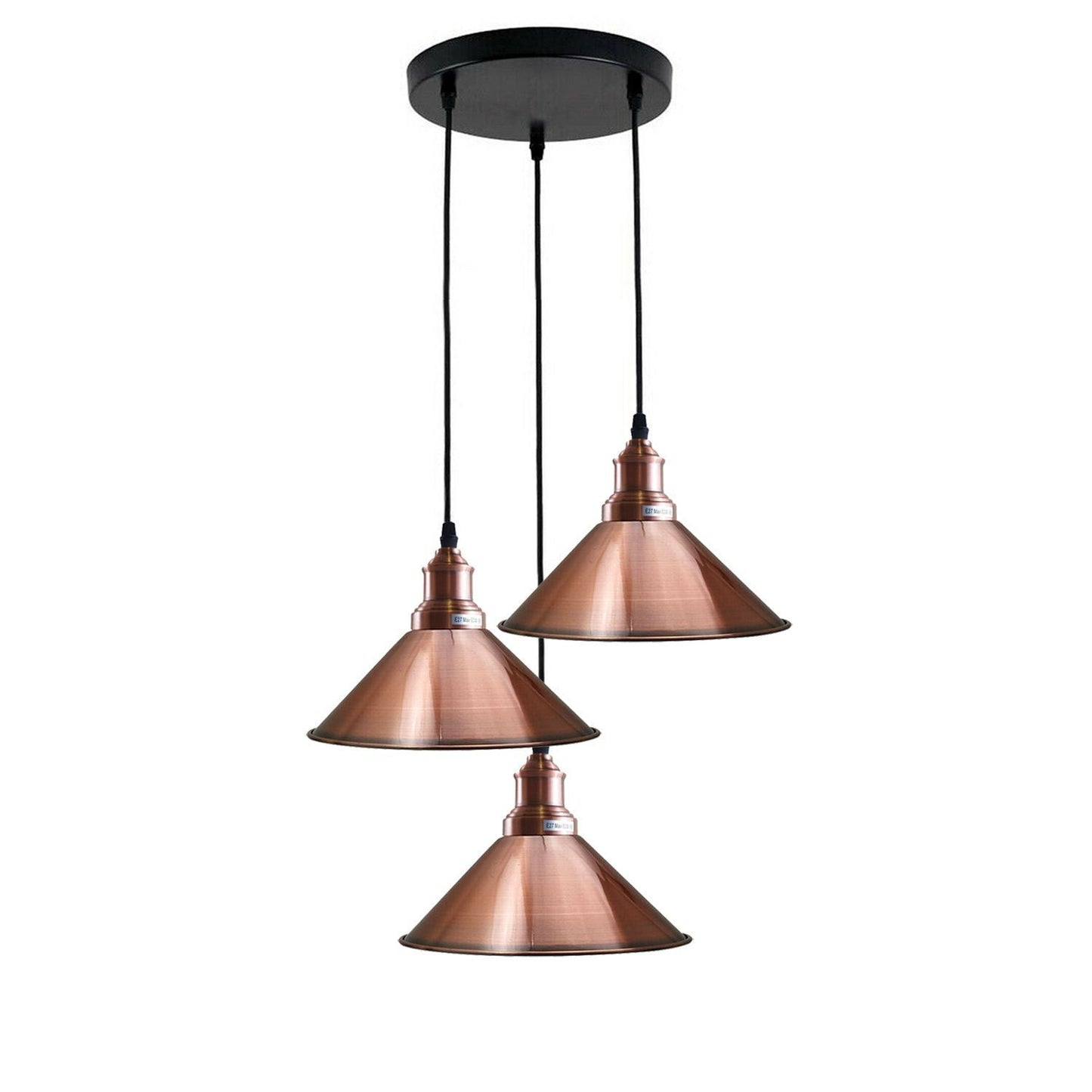 3 Head Ceiling Light, Multi Color Cluster Ceiling Hanging Lamp, Pendant Light Fixture with Cone Metal Shade~1302-2