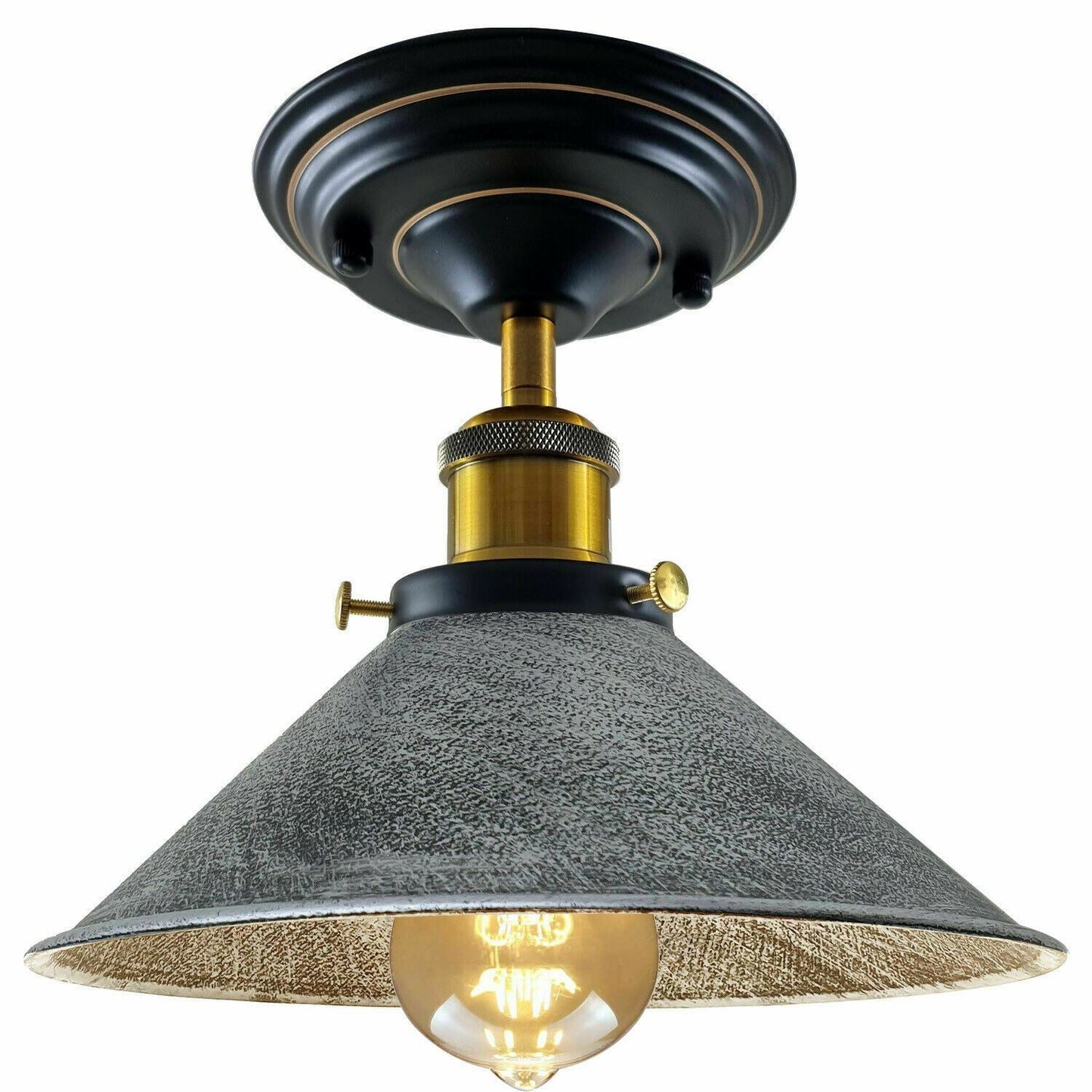 Vintage Industrial Retro Metal Indoor Ceiling Light Flush Mount Retro Cone Shade Lamp UK~1229-16