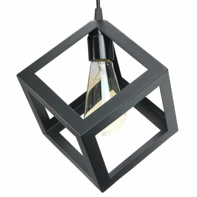 Vintage Industrial 1/3 Light Black Square Cluster Pendant Light Fitting~1256-10