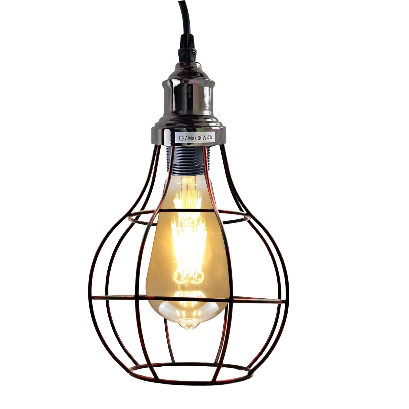 Industrial Kitchen Island Chandelier 3 Light Cage Ceiling Hanging Pendant Lamp~4067-14