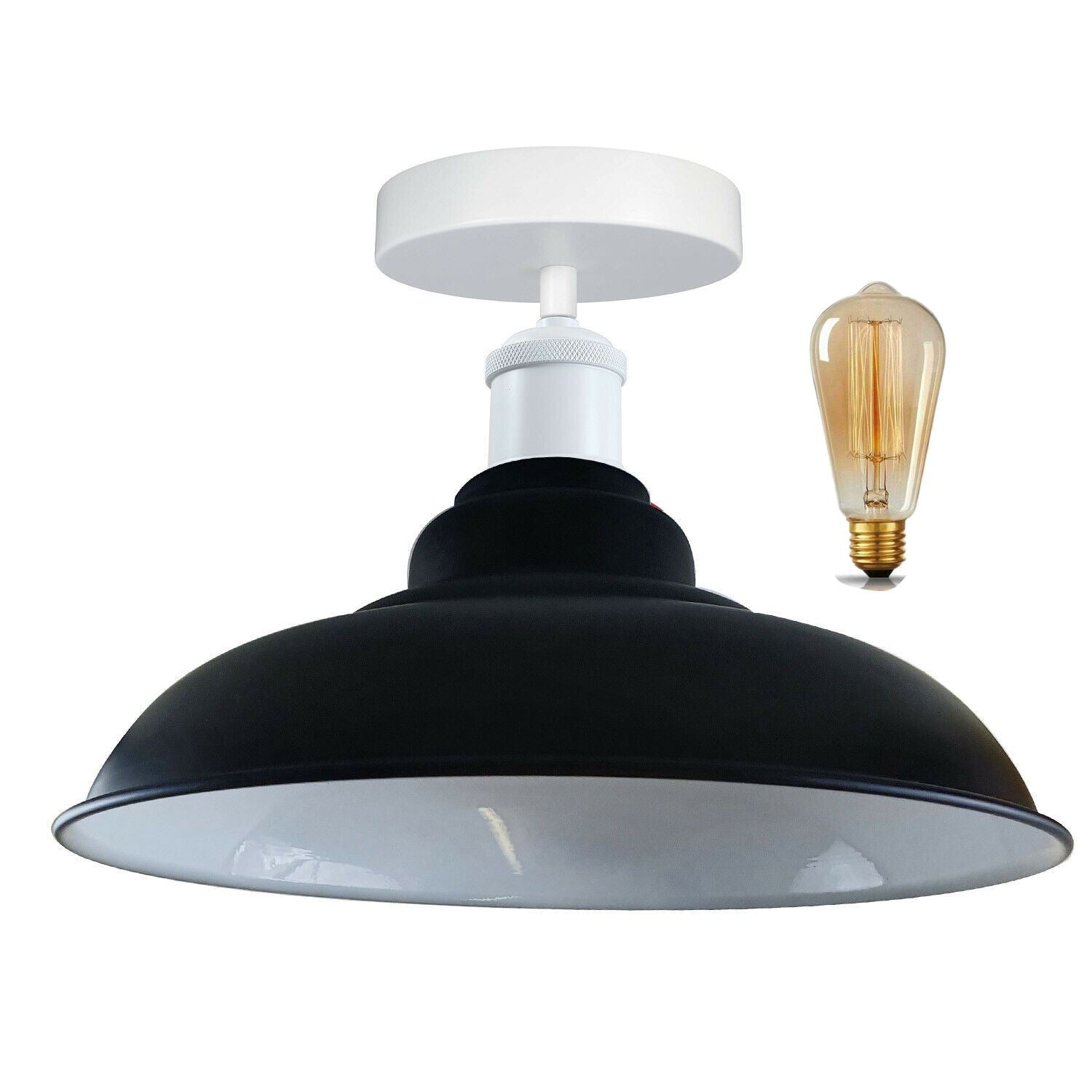 Modern Industrial Style Ceiling Light Fittings Metal Flush Mount Bowl Shape Shade Indoor Lighting, E27 Base~1192-16