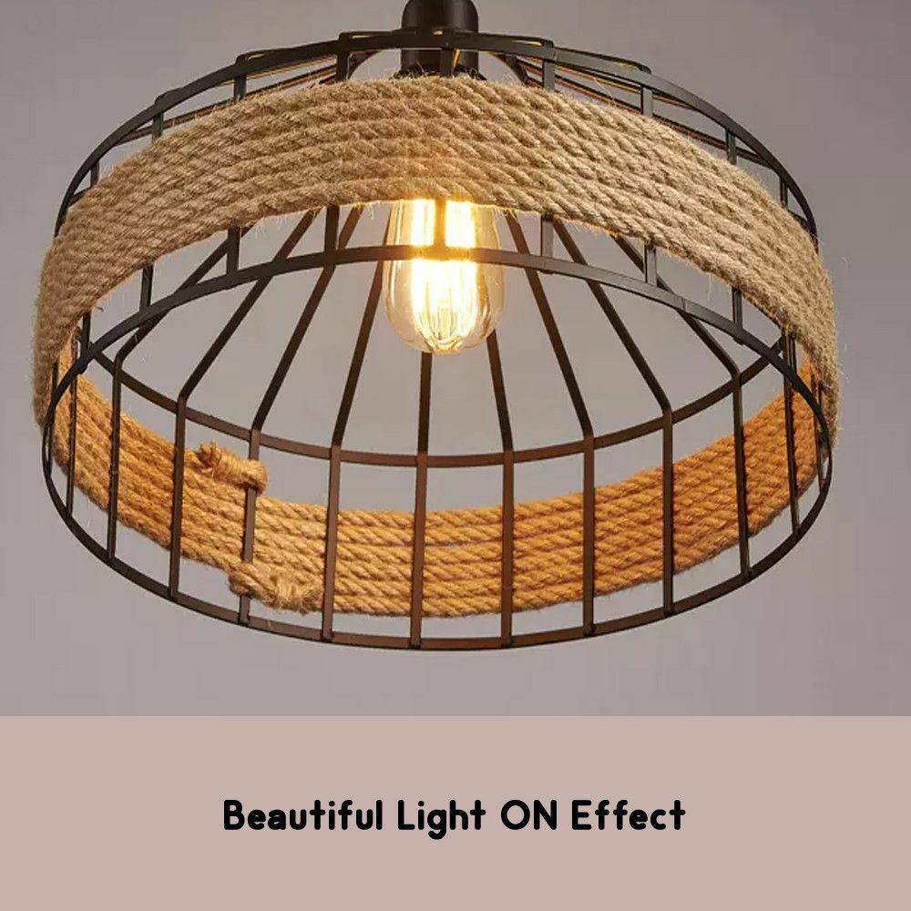 Retro Industrial Vintage Loft Hemp Rope Pendant Ceiling Light Lamp~1132-31