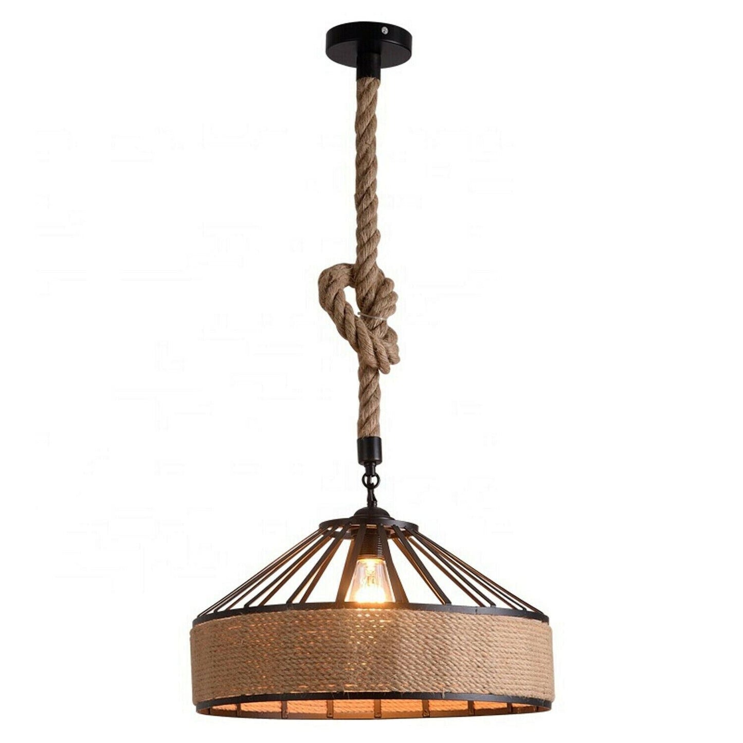 Retro Industrial Vintage Loft Hemp Rope Pendant Ceiling Light Lamp~1132-6