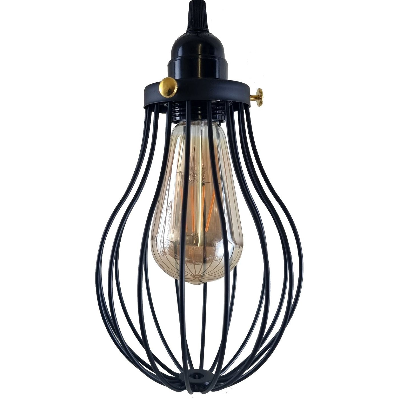 Retro Industrial Black Indoor Hanging Adjustable Pendant Light Big Vase Cage Ceiling Chandelier~3398-17