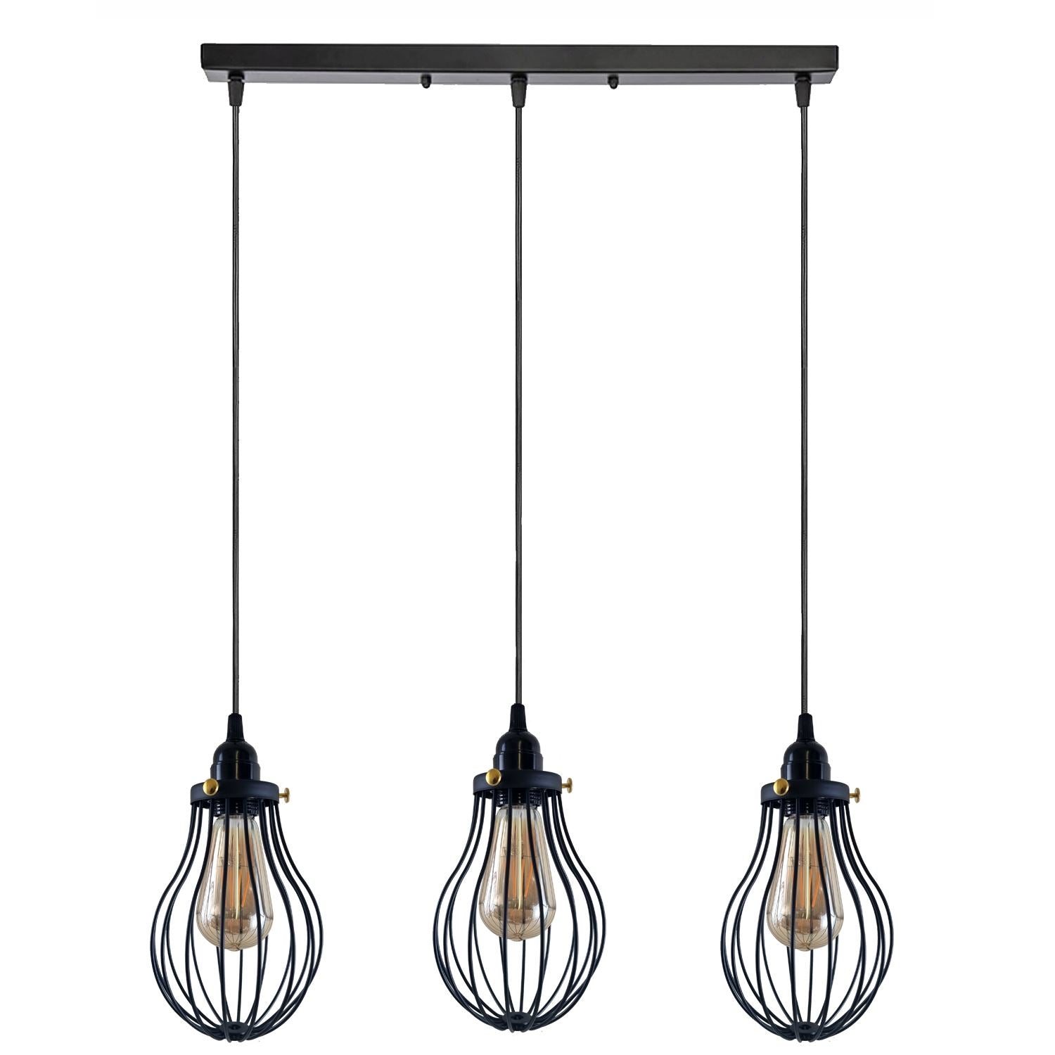 Retro Industrial Black Indoor Hanging Adjustable Pendant Light Big Vase Cage Ceiling Chandelier~3398-22