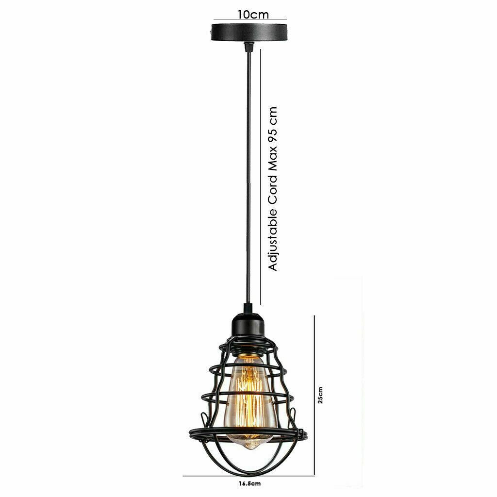 Vintage Modern Black Hanging Pendant Light Ceiling Lamp With95cm Adjustable Wire For Kitchen, Bedroom, Living room~1360-9