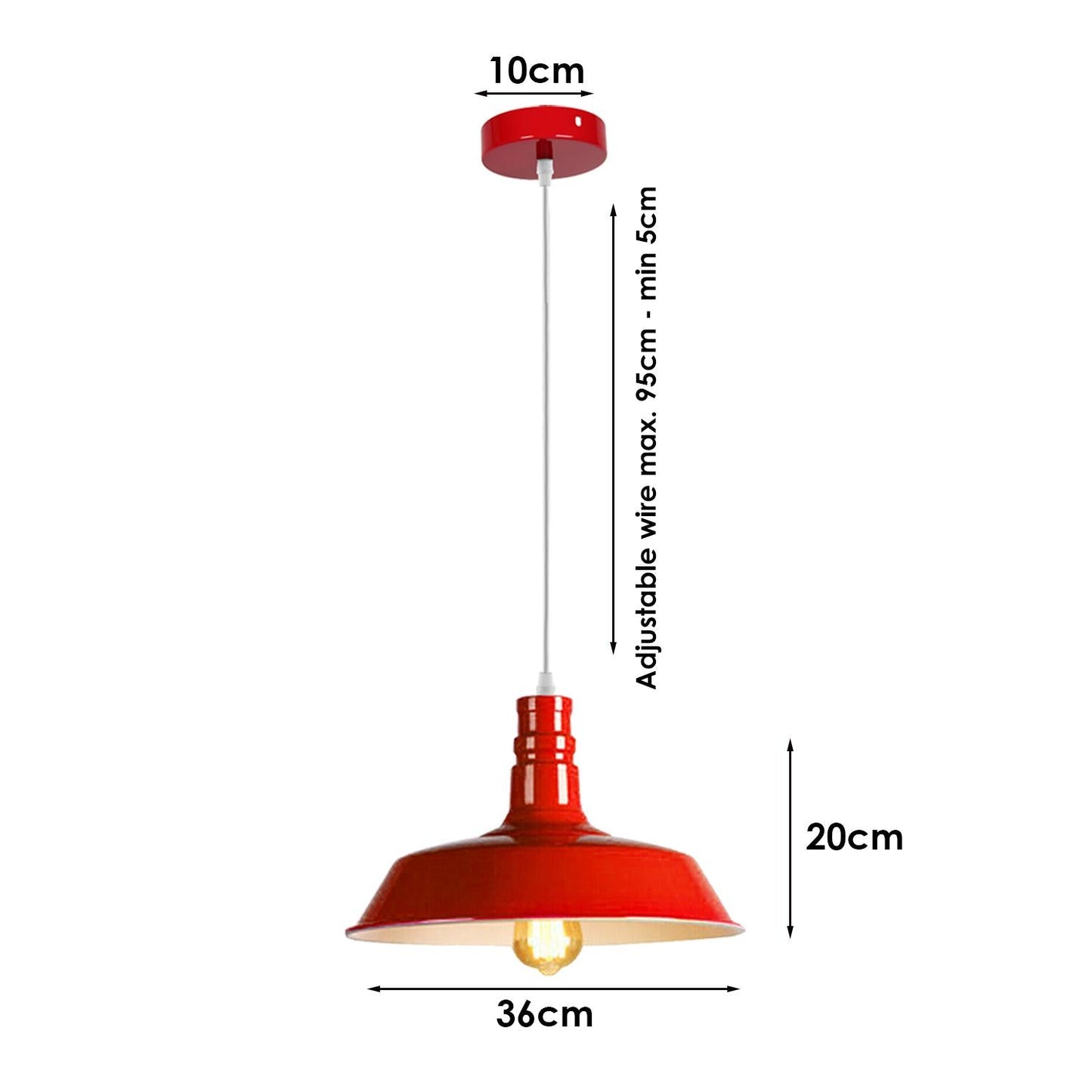 Modern Red Lighting Pendant Shade Metal Retro Bedroom Kitchen Modern Light Style Home~1435-52