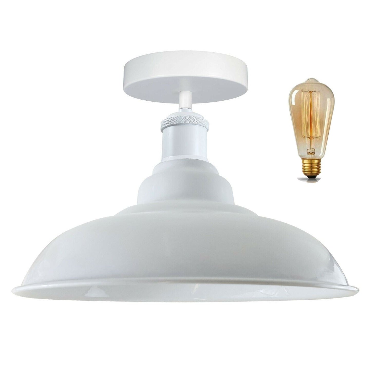 Modern Industrial Style Ceiling Light Fittings Metal Flush Mount Bowl Shape Shade Indoor Lighting, E27 Base~1192-9