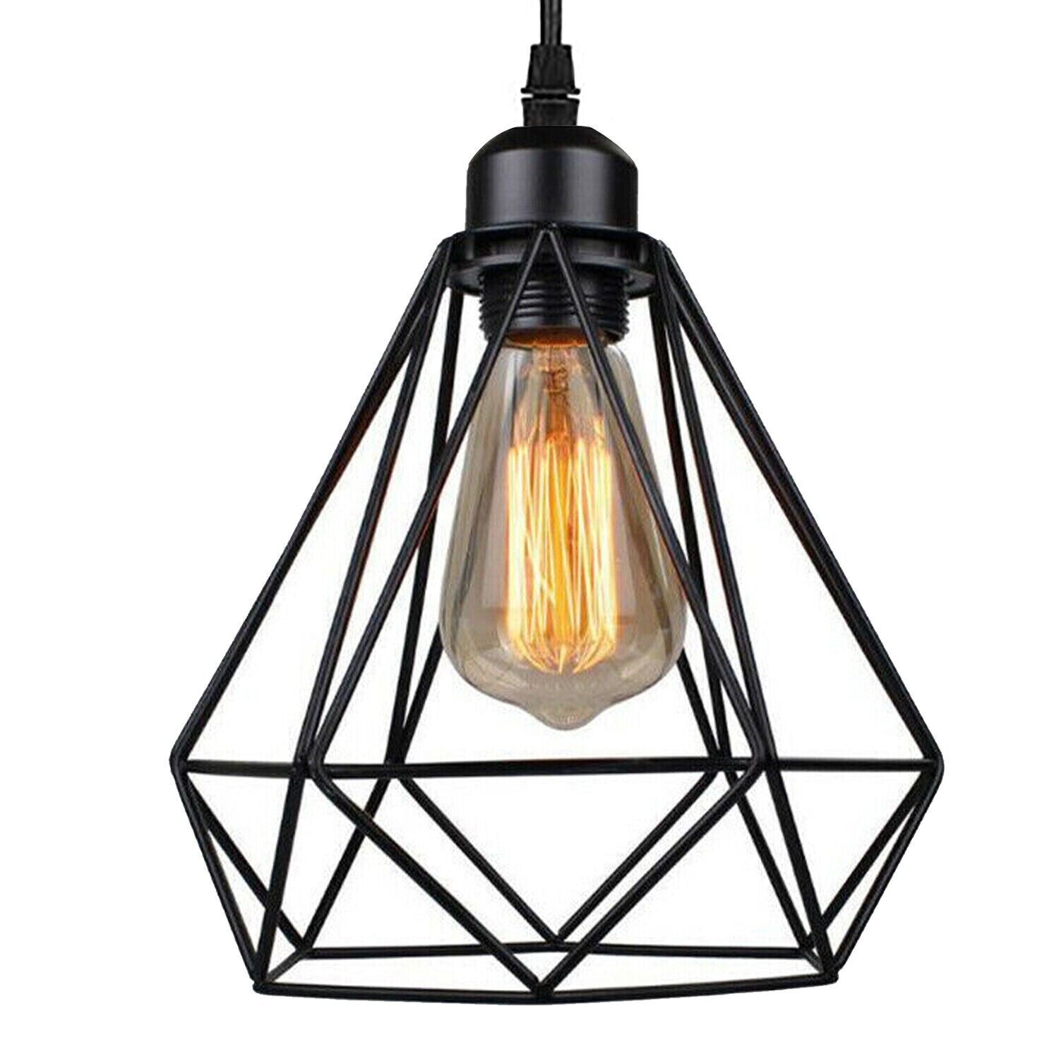 Industrial Kitchen Island Chandelier 3 Light Cage Ceiling Hanging Pendant Lamp~4067-15