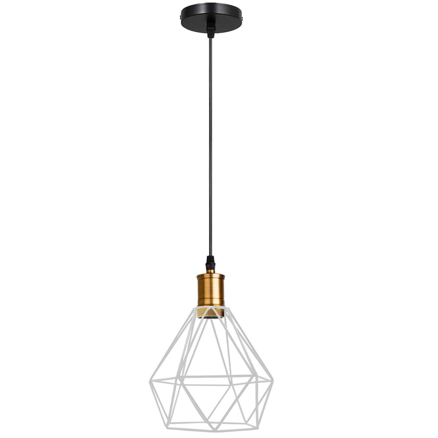 Modern Vintage Diamond Cage Ceiling Pendant Light Fitting Geometric Wire Cage Style Hanging Indoor Lights with 95cm Adjustable Wire~1266-9