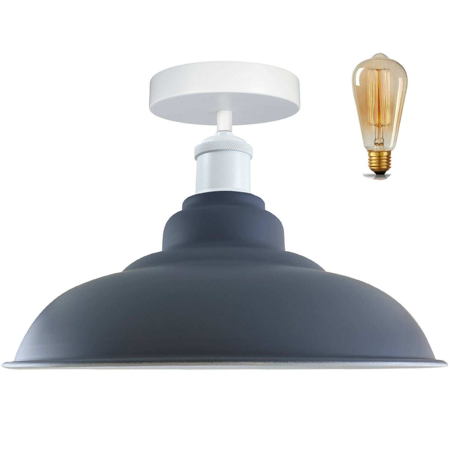 Modern Industrial Style Ceiling Light Fittings Metal Flush Mount Bowl Shape Shade Indoor Lighting, E27 Base~1192-10