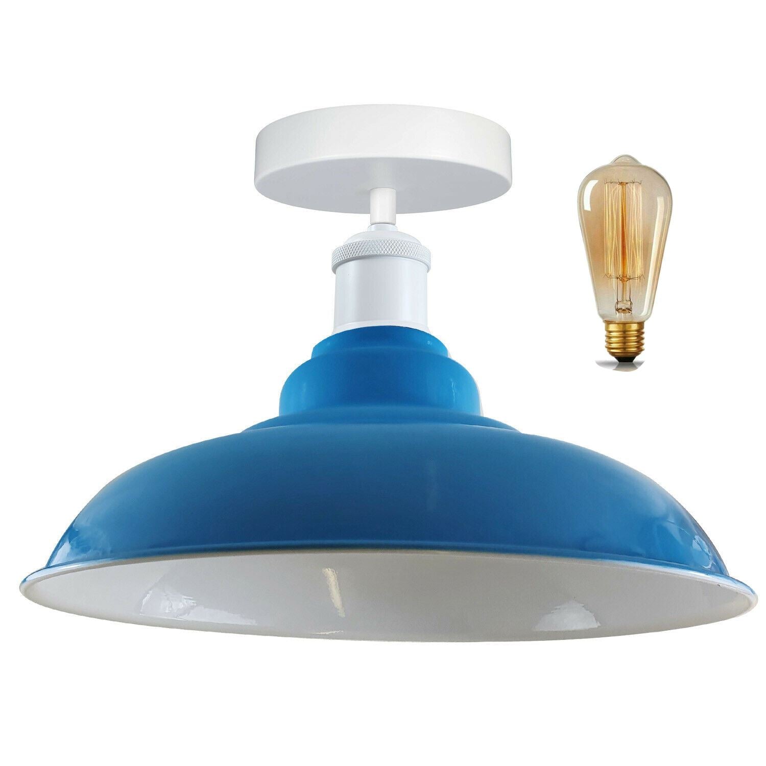 Modern Industrial Style Ceiling Light Fittings Metal Flush Mount Bowl Shape Shade Indoor Lighting, E27 Base~1192-14