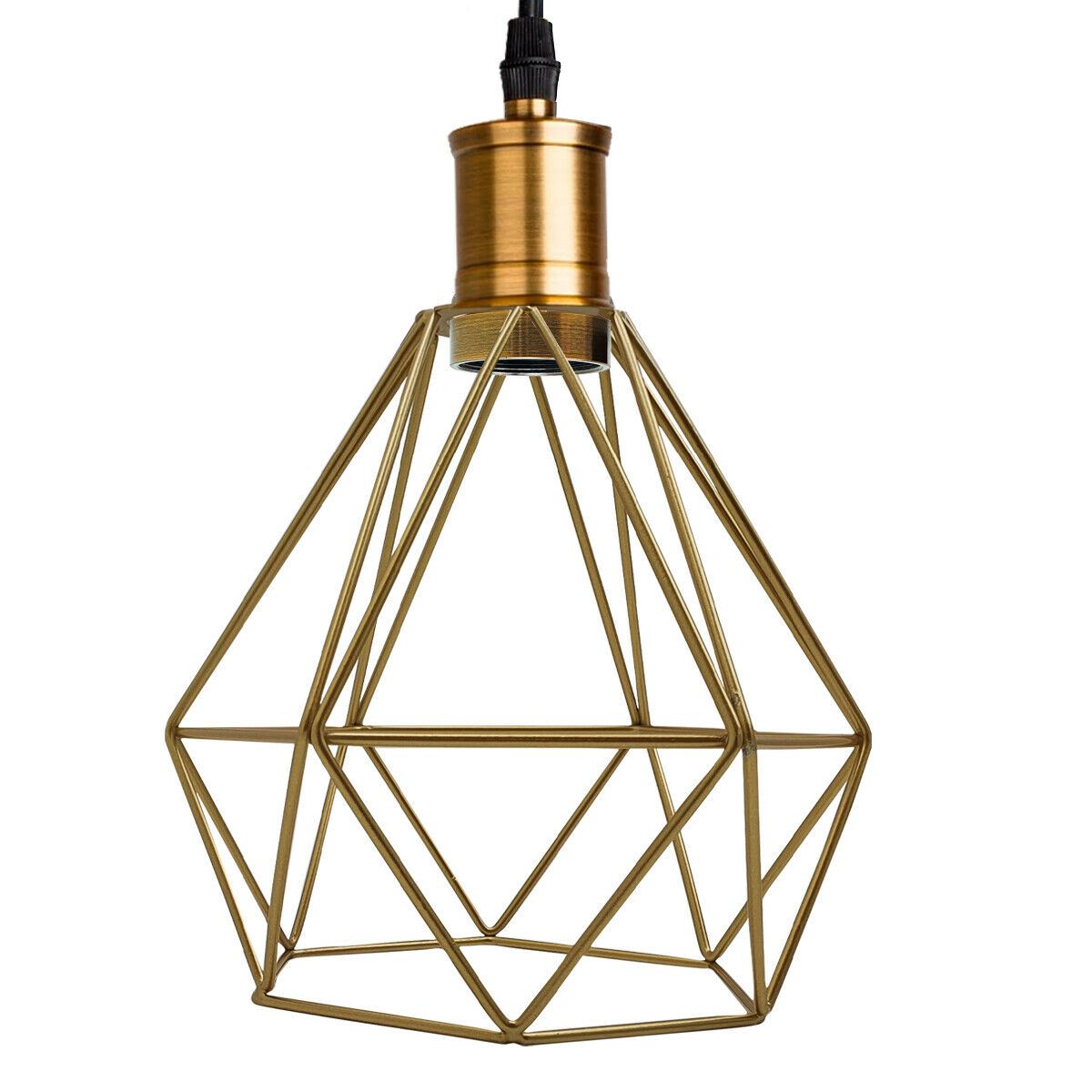 Industrial Retro style 3-Light Pendant lights Adjustable Cord with Diamond Metal Cages~1255-22