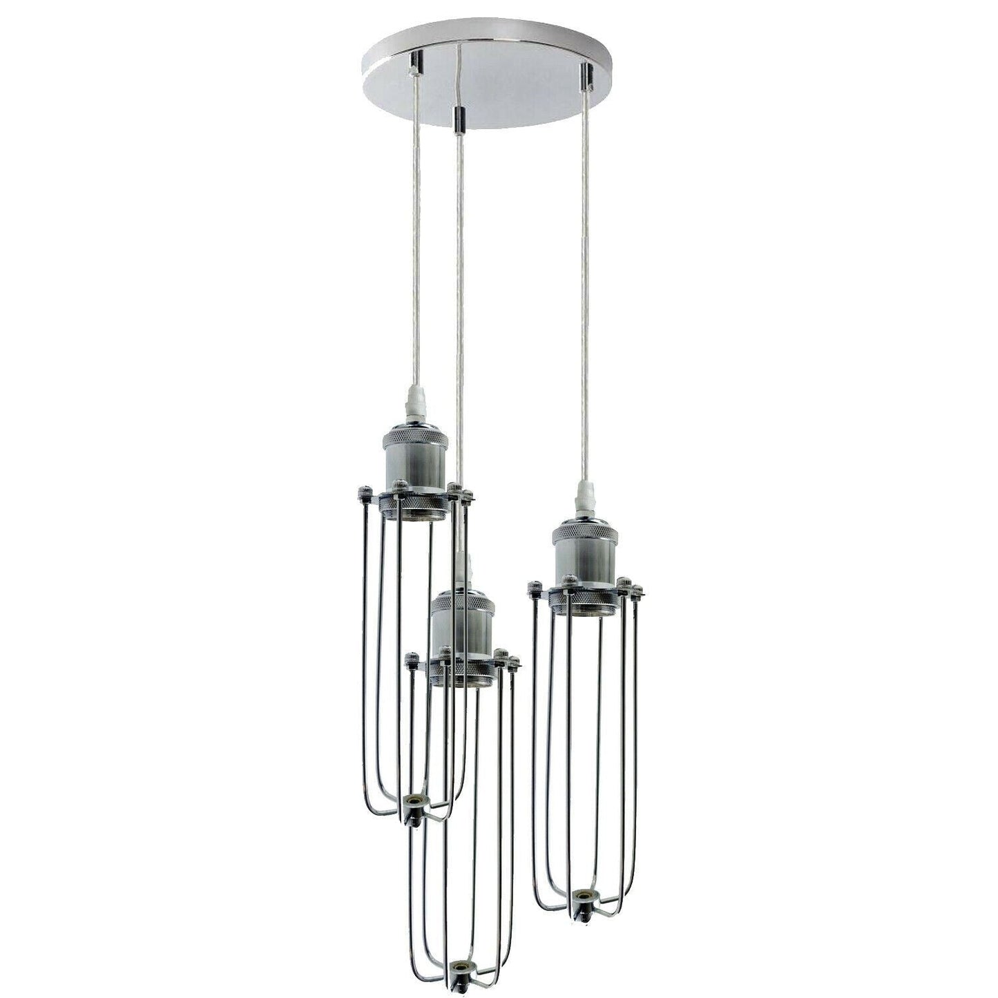 3 Way Cluster Hanging Ceiling Pendant Light E27 Chrome Light Fitting Lamp Kit~1353-1