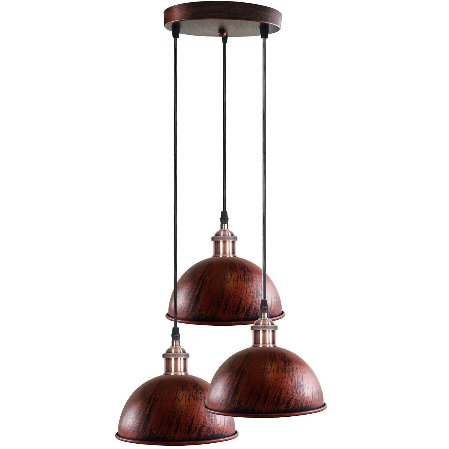 Vintage Industrial Retro 3Head Dome Ceiling Pendant Lamp Shade Light Kit~1248-15