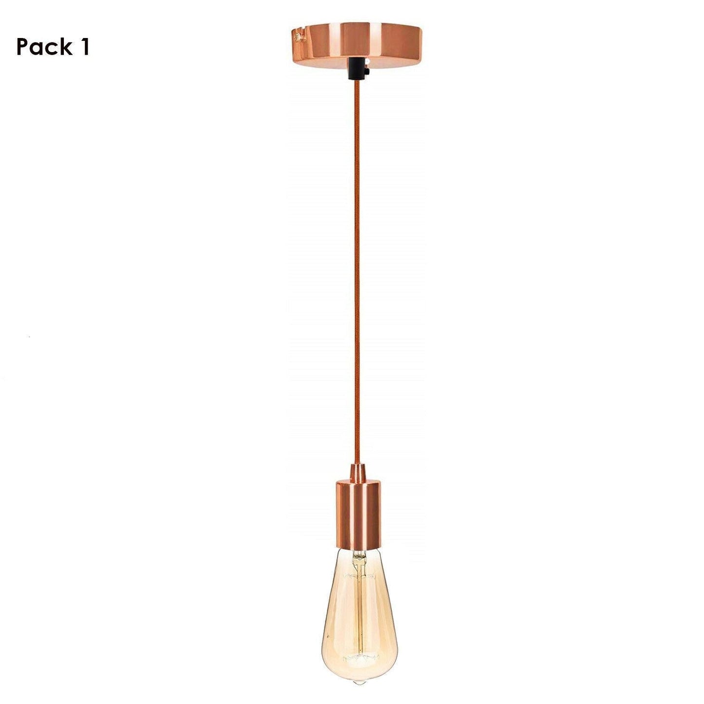 Suspended Ceiling Rose Braided Fabric Flex Rose Gold Pendant Lamp Holder Light Fitting Lighting~1252-0