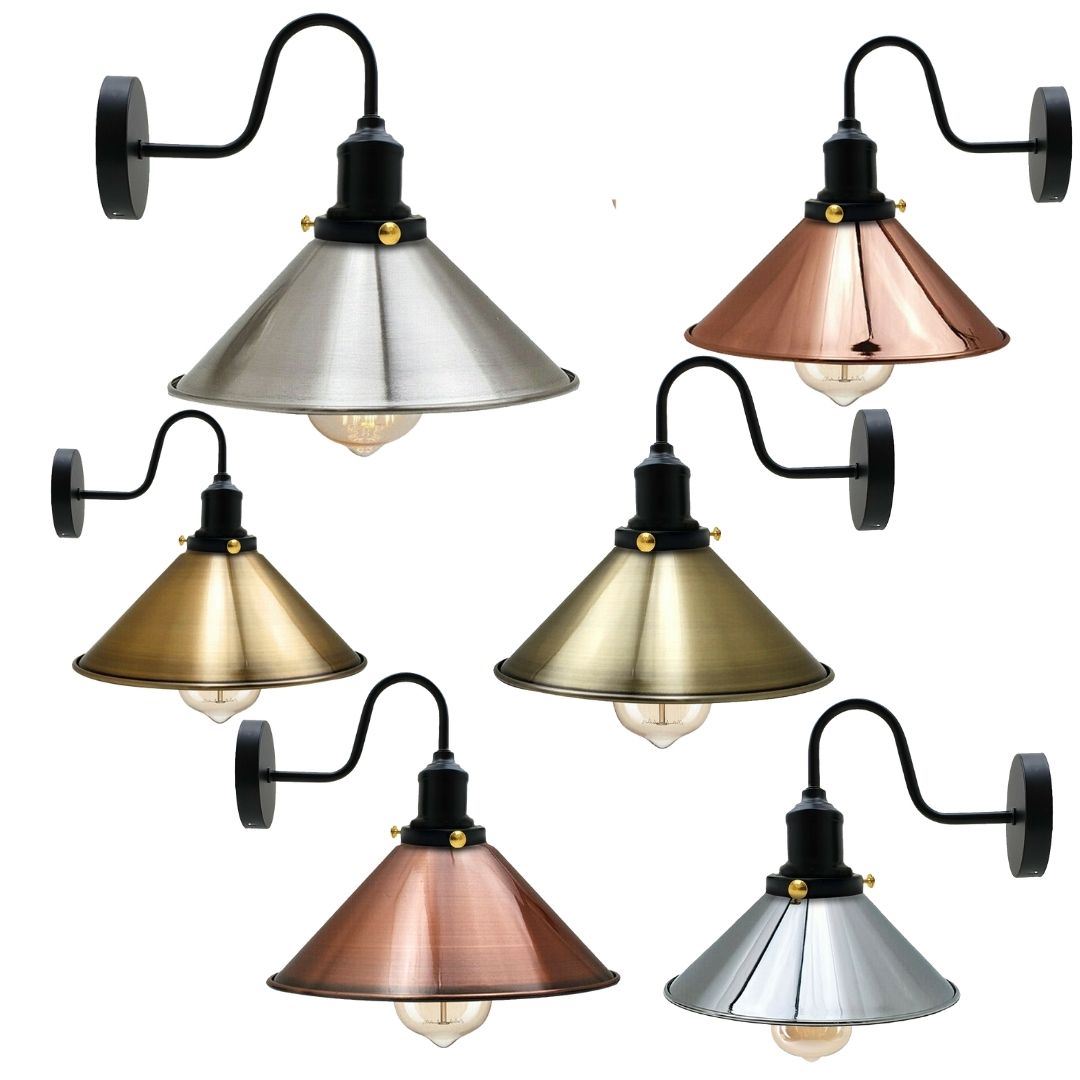 Vintage Industrial Metal Cone Shade Lighting Indoor Wall Sconce Light Fittings~3389-37