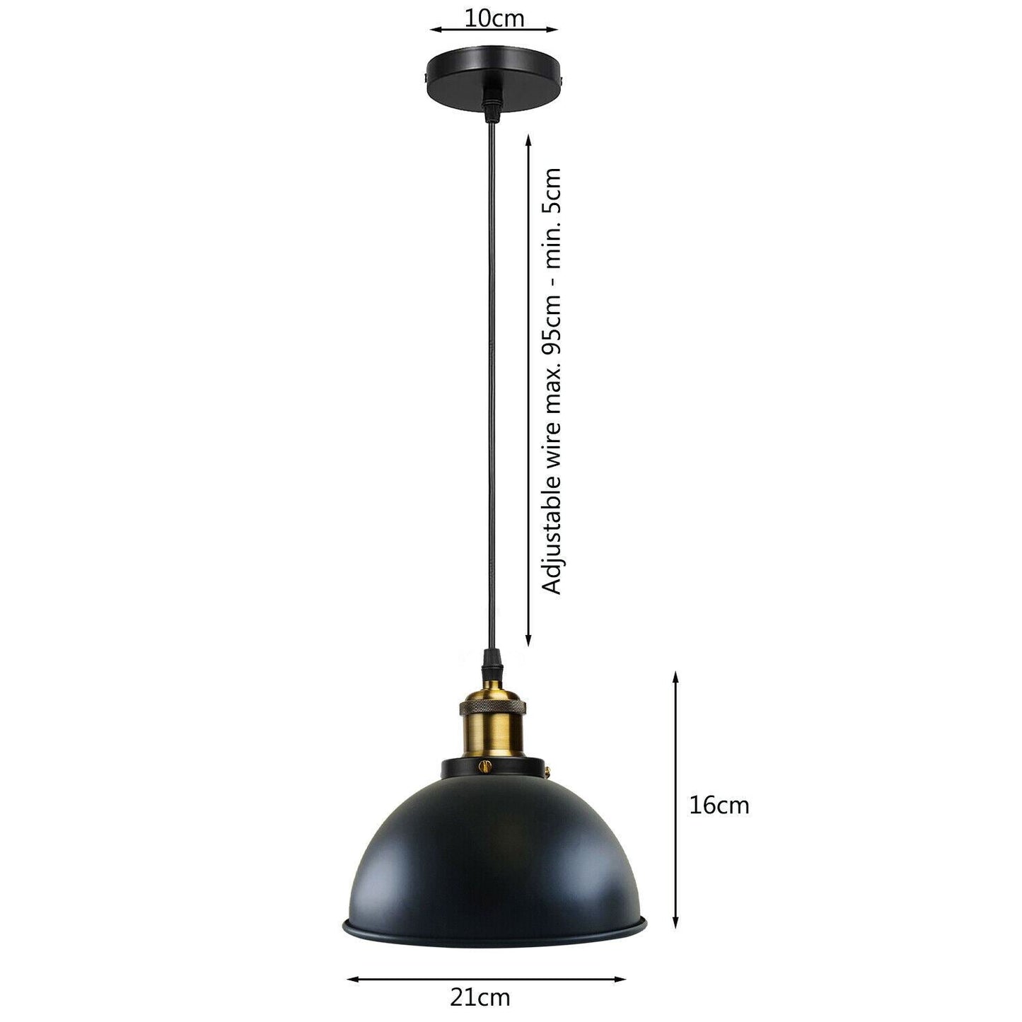 LEDSone Vintage Industrial Metal Ceiling Pendant Shade Modern Hanging Retro with various pattern Light black colour ~1259-7