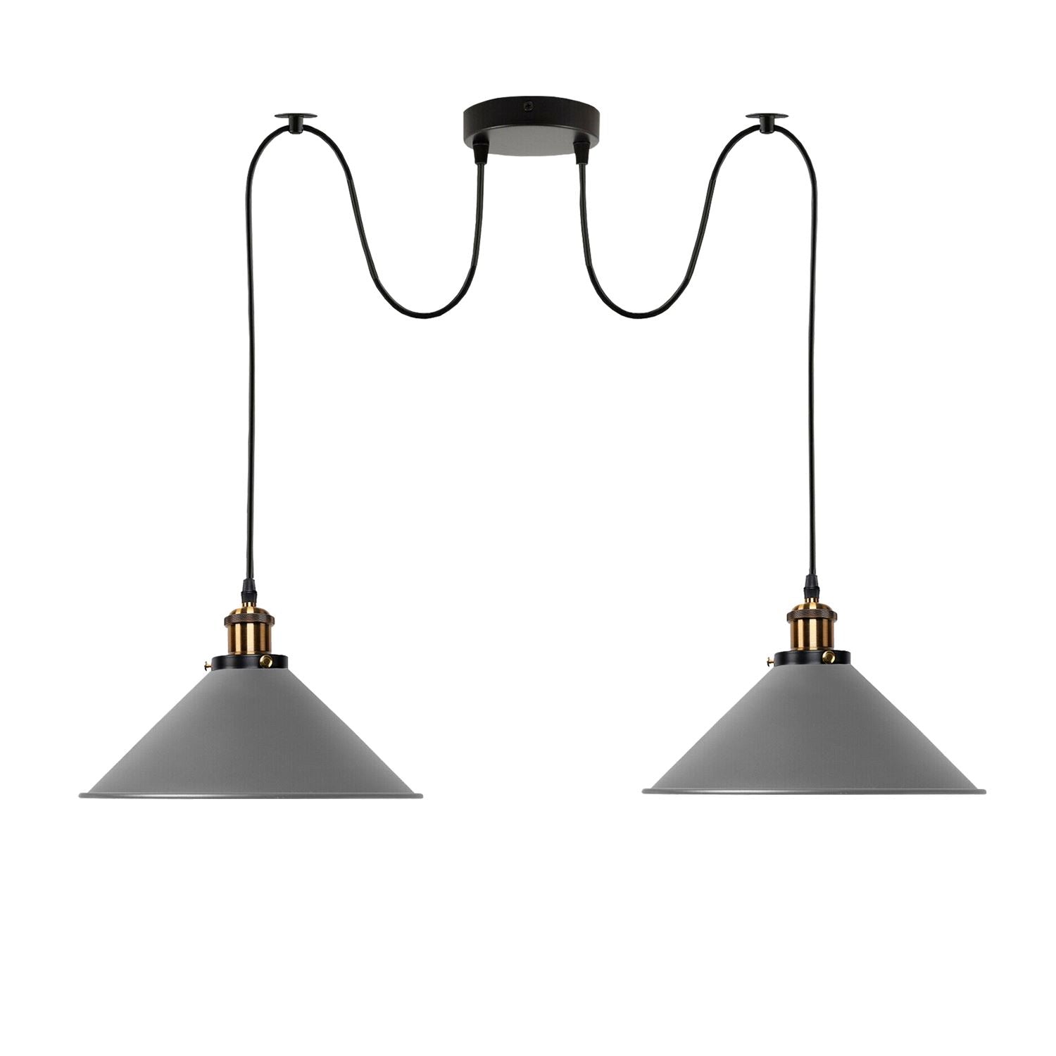 2-way Retro Industrial ceiling cable E27 Hanging lamp pendant light~3403-3