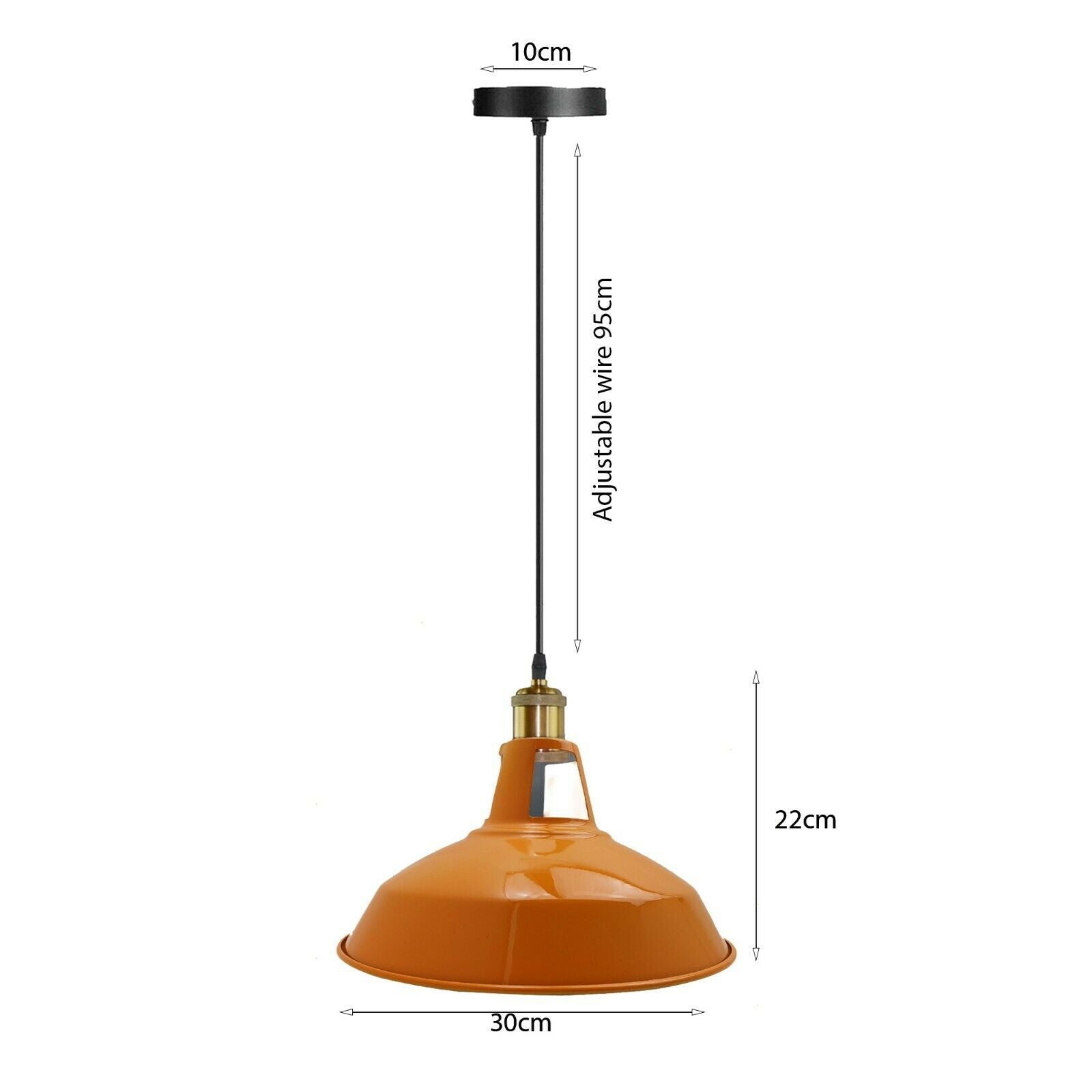 Vintage Modern Orange Metal Shade Ceiling Pendant Light Indoor Light Fitting With 95cm Adjustable Wire~1271-6