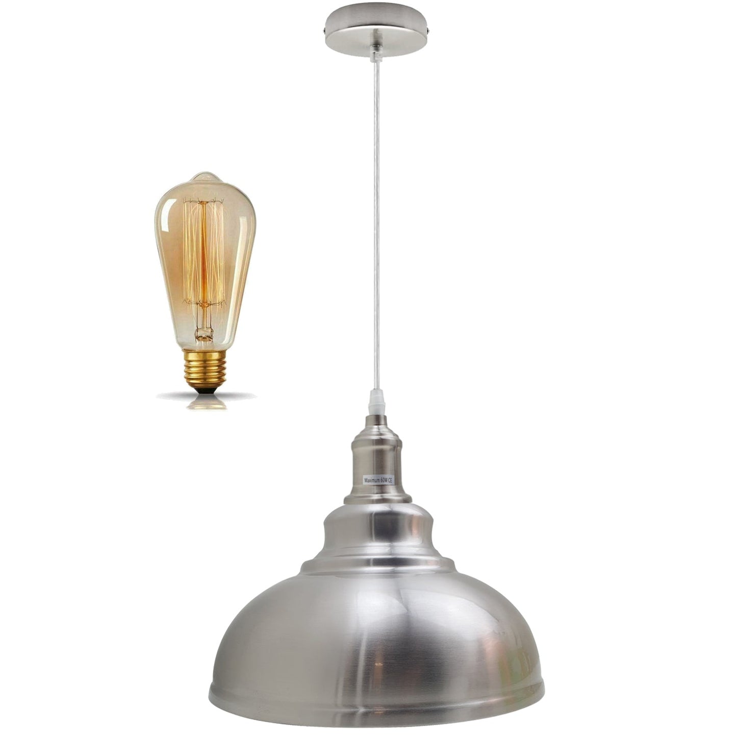 Pendant Lighting Metal Industrial Vintage Hanging Ceiling, Satin Nickel, for Kitchen Home Lighting~1268-4
