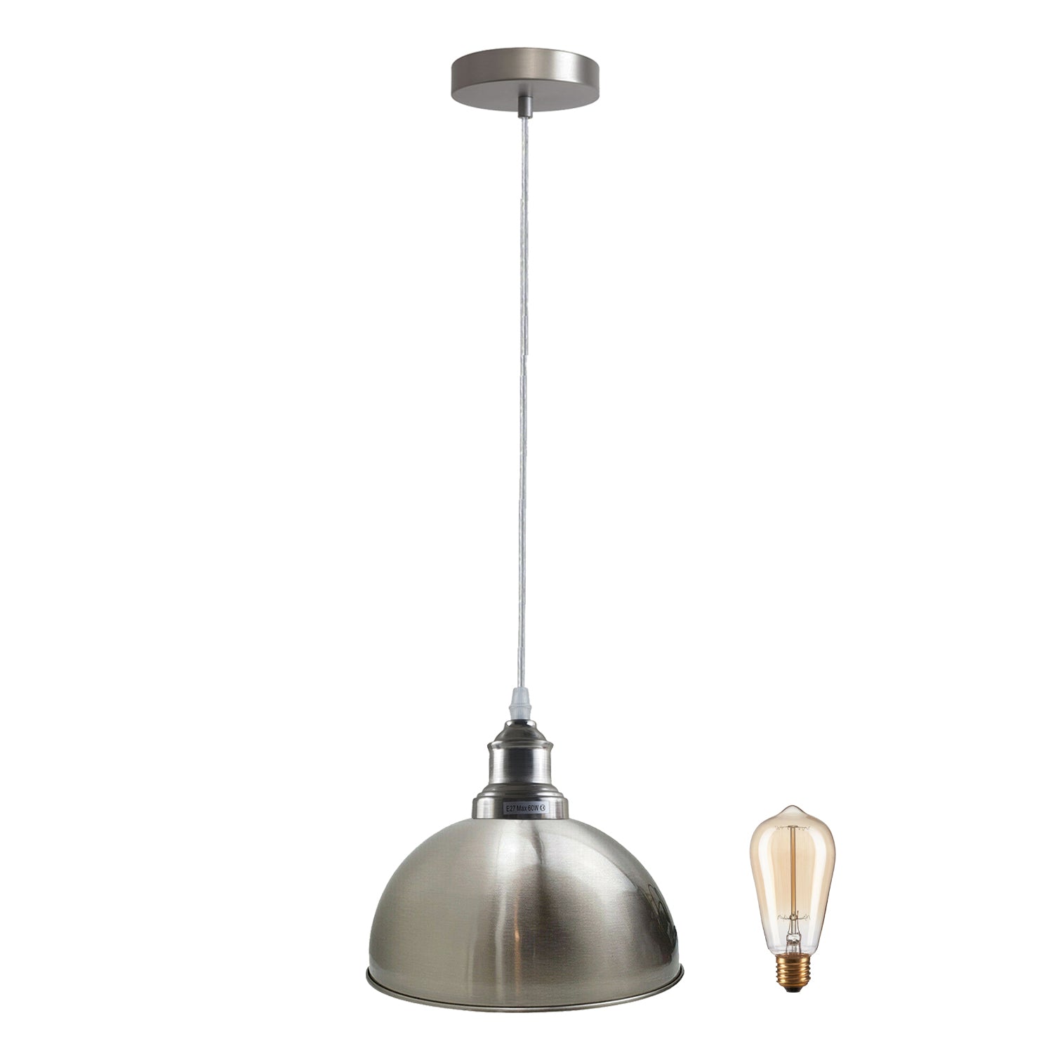 Pendant Lighting Metal Industrial Vintage Hanging Ceiling, Satin Nickel, for Kitchen Home Lighting~1268-8
