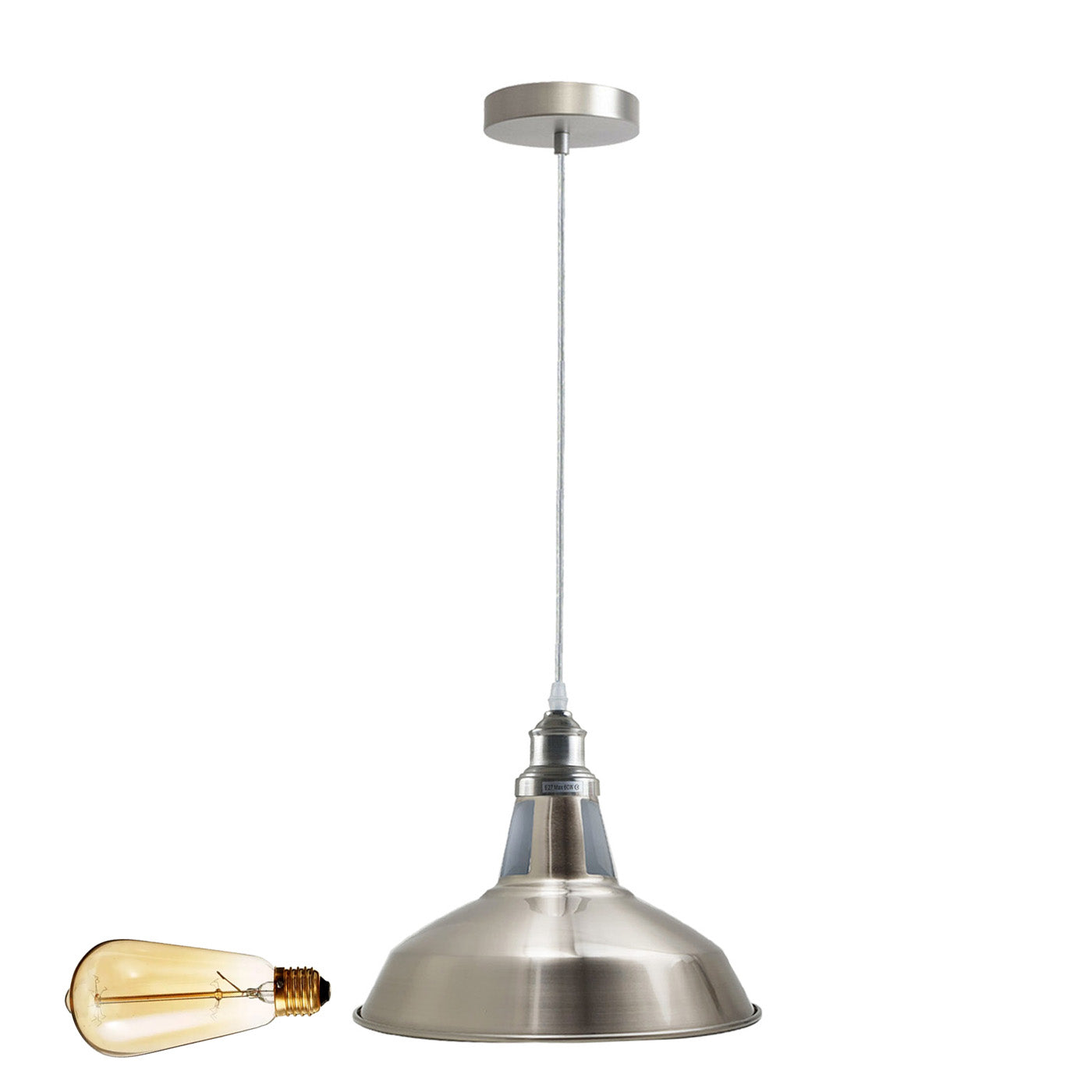 Pendant Lighting Metal Industrial Vintage Hanging Ceiling, Satin Nickel, for Kitchen Home Lighting~1268-6