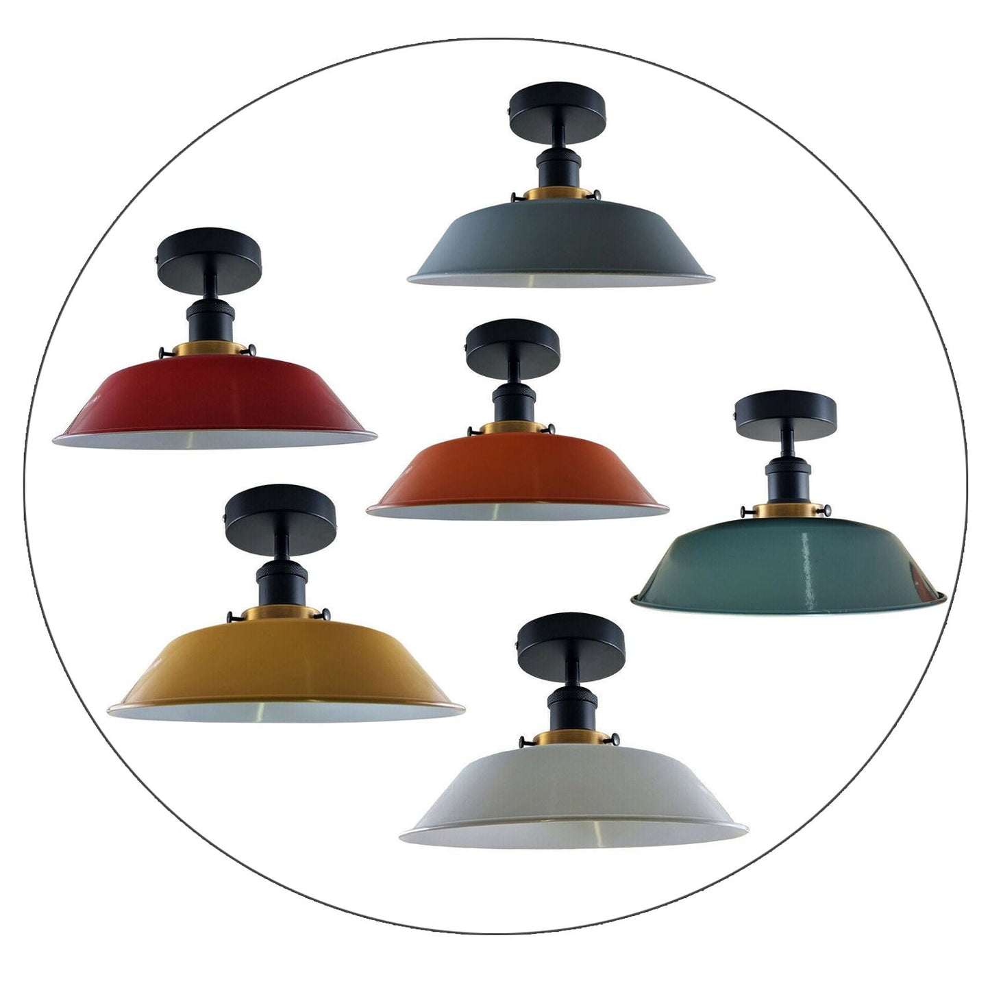 Modern Industrial Ceiling Light Fitting Flush Mount Light Metal Shade~1228-12