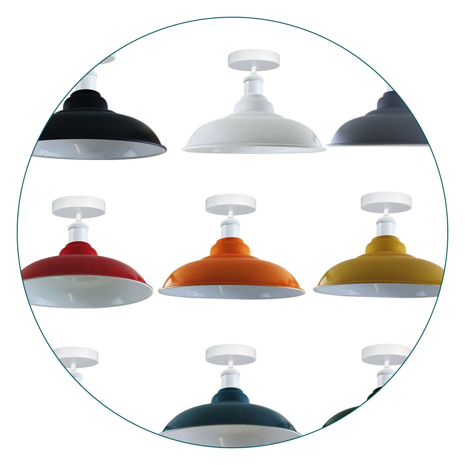 Modern Industrial Style Ceiling Light Fittings Metal Flush Mount Bowl Shape Shade Indoor Lighting, E27 Base~1192-46