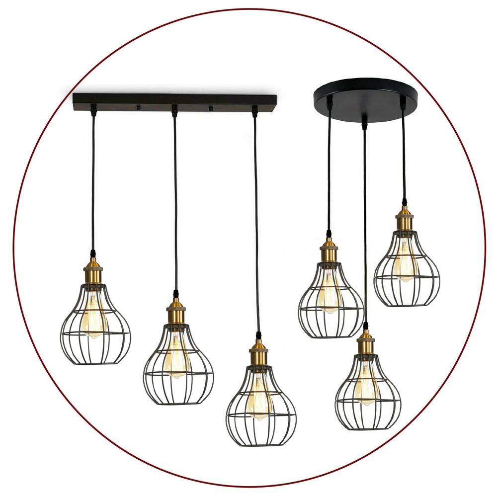 Vintage Modern Industrial Wire Cage Style Retro Ceiling Pendant Light 3 Head Ceiling Lamp~2025-5