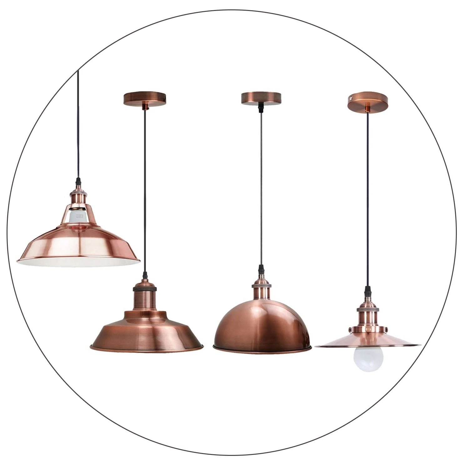 vintage industrial metal retro ceiling pendant light copper shade~1297-8