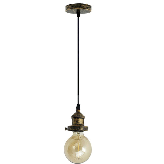 E27 Ceiling Rose Light Fitting Vintage Industrial Pendant Lamp Bulb Holder Light - Brushed Copper~2208-0