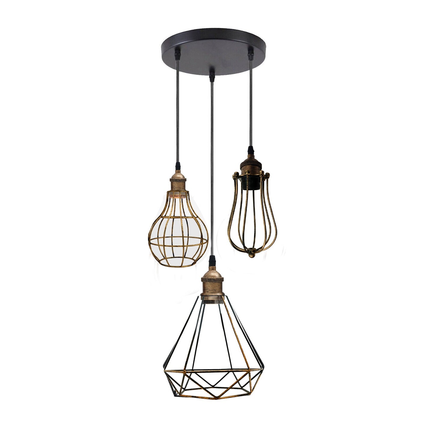 Industrial Kitchen Island Chandelier 3 Light Cage Ceiling Hanging Pendant Lamp~4067-7