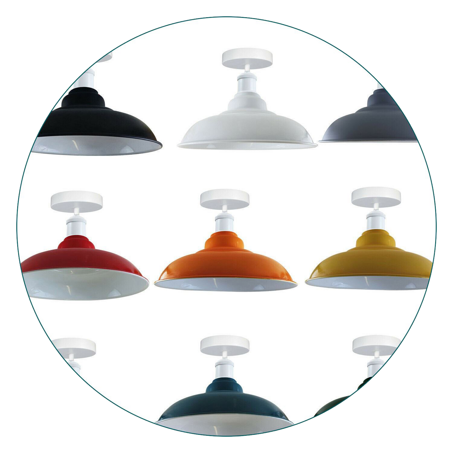 Modern Industrial Style Ceiling Light Fittings Metal Flush Mount Bowl Shape Shade Indoor Lighting, E27 Base~1192-18