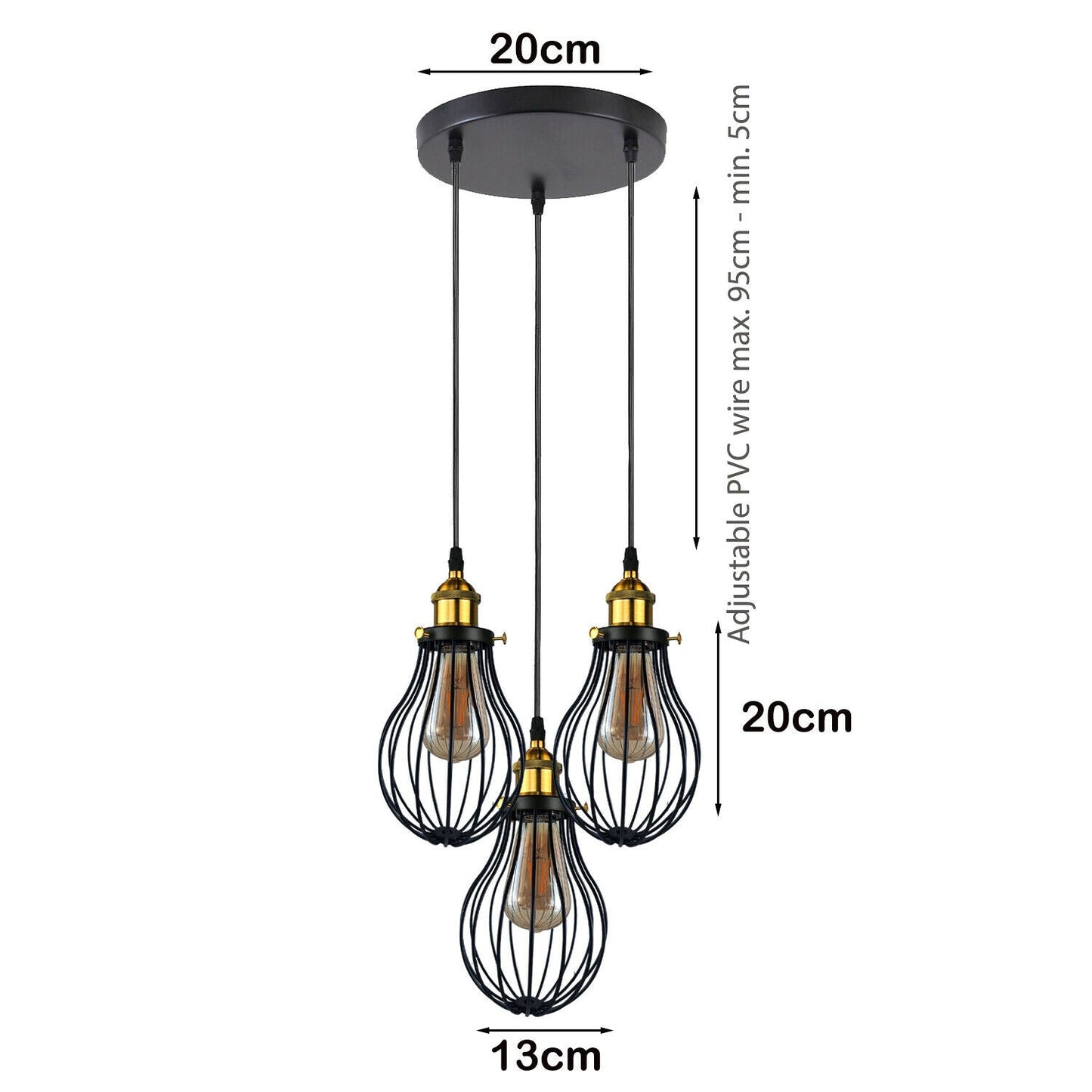 Industrial 3 heads Black hanging Pendant Accessories Ceiling Light Cover Decorative Cage light fixture~3427-16