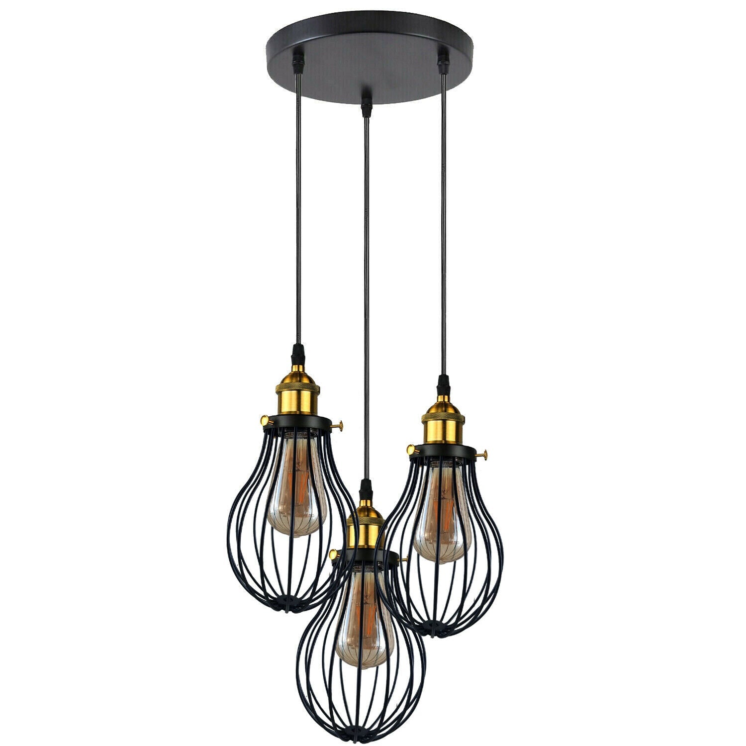 Industrial 3 heads Black hanging Pendant Accessories Ceiling Light Cover Decorative Cage light fixture~3427-13