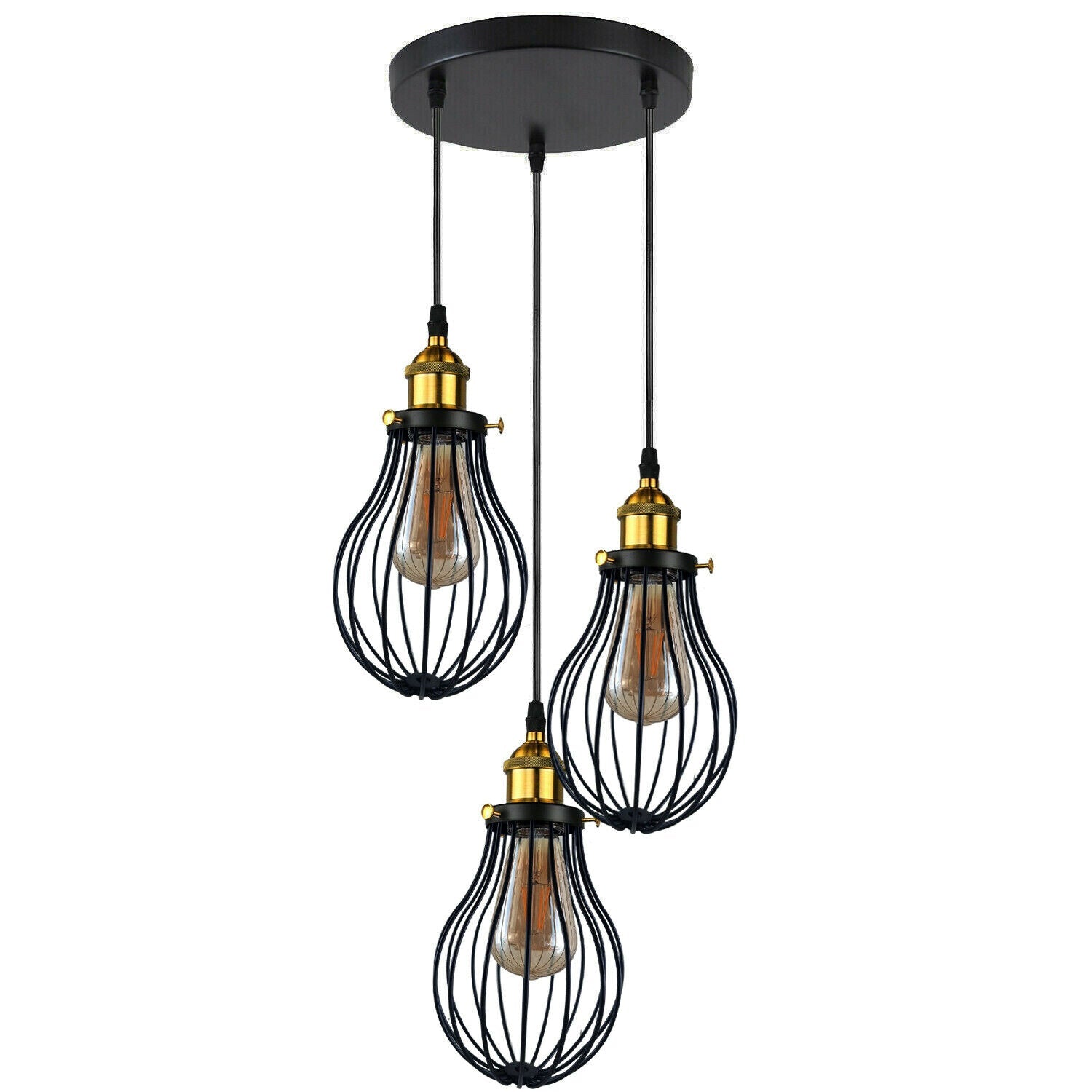 Industrial 3 heads Black hanging Pendant Accessories Ceiling Light Cover Decorative Cage light fixture~3427-2